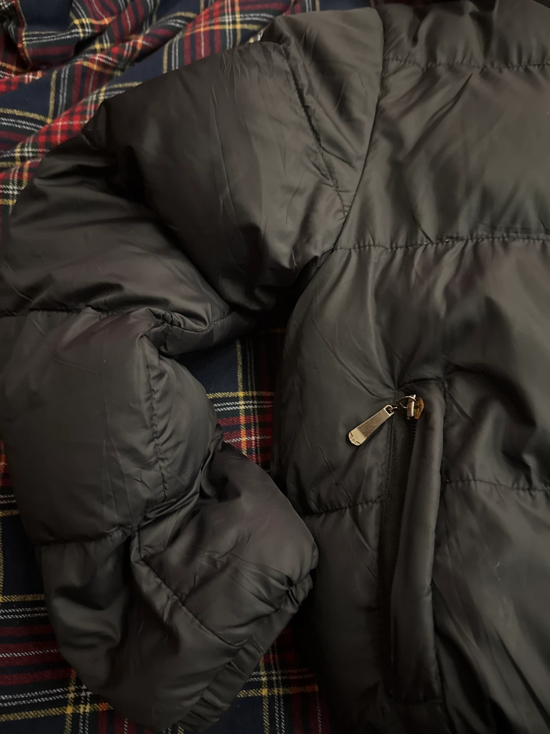Black Puffer Jacket with Fur Hood - photo 3