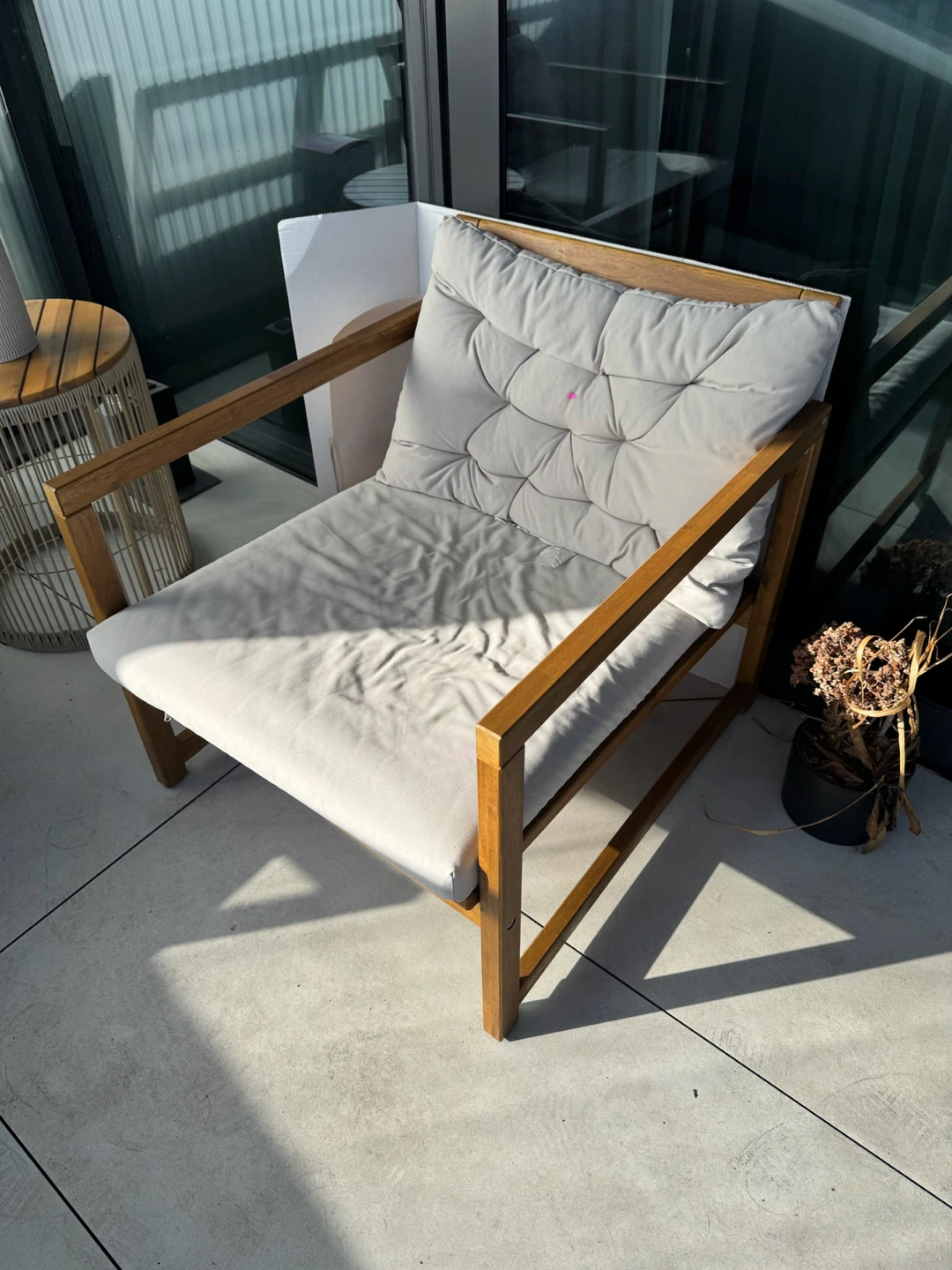 Wooden Armchair with White Cushions - photo 3