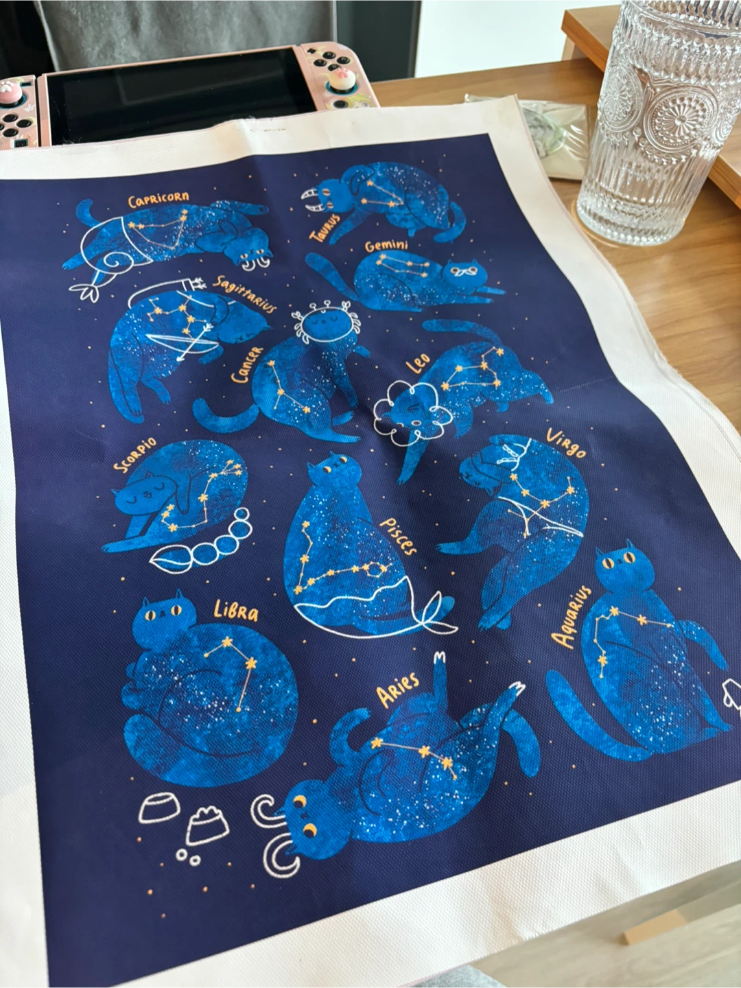 Zodiac Cat Print Wall Hanging