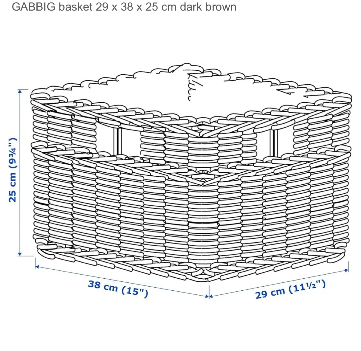 IKEA GABBIG Basket 29 x 38 x 25 cm Dark Brown - photo 2