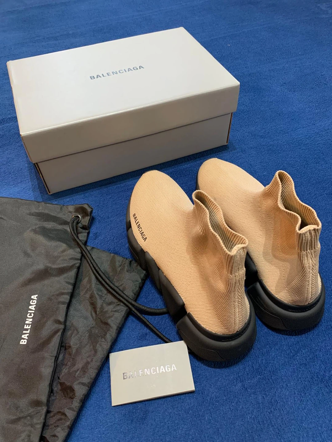 Balenciaga Speed Trainer Sock Sneakers Beige Size 39US Unisex. - photo 2