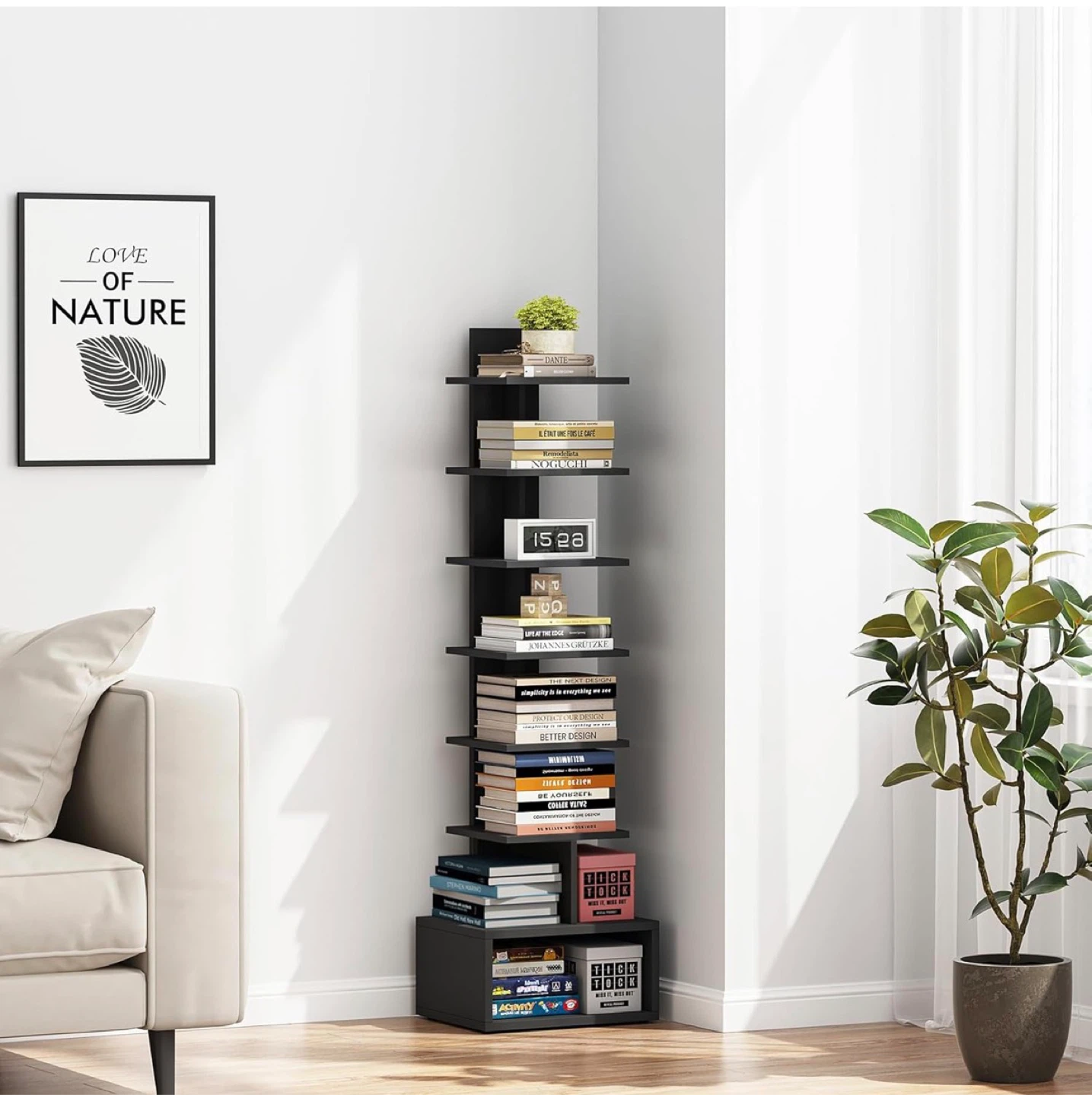 Black Corner Bookshelf