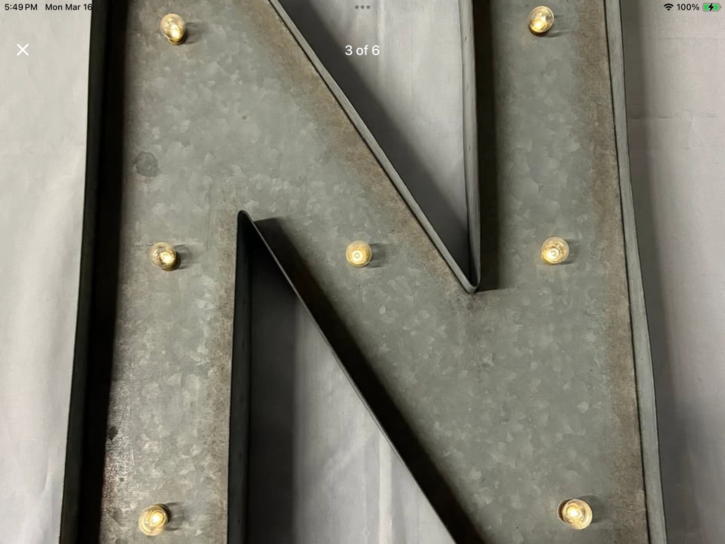 Galvanized Metal Marquee Letter Light - F - photo 2