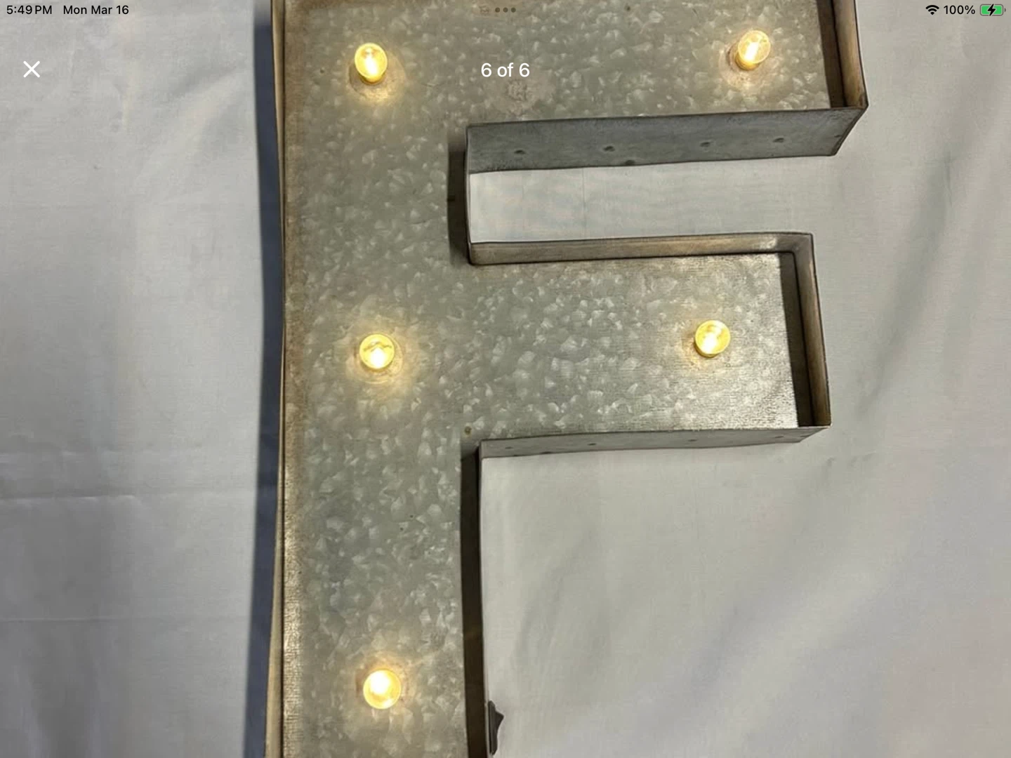 Galvanized Metal Marquee Letter Light - F - photo 4