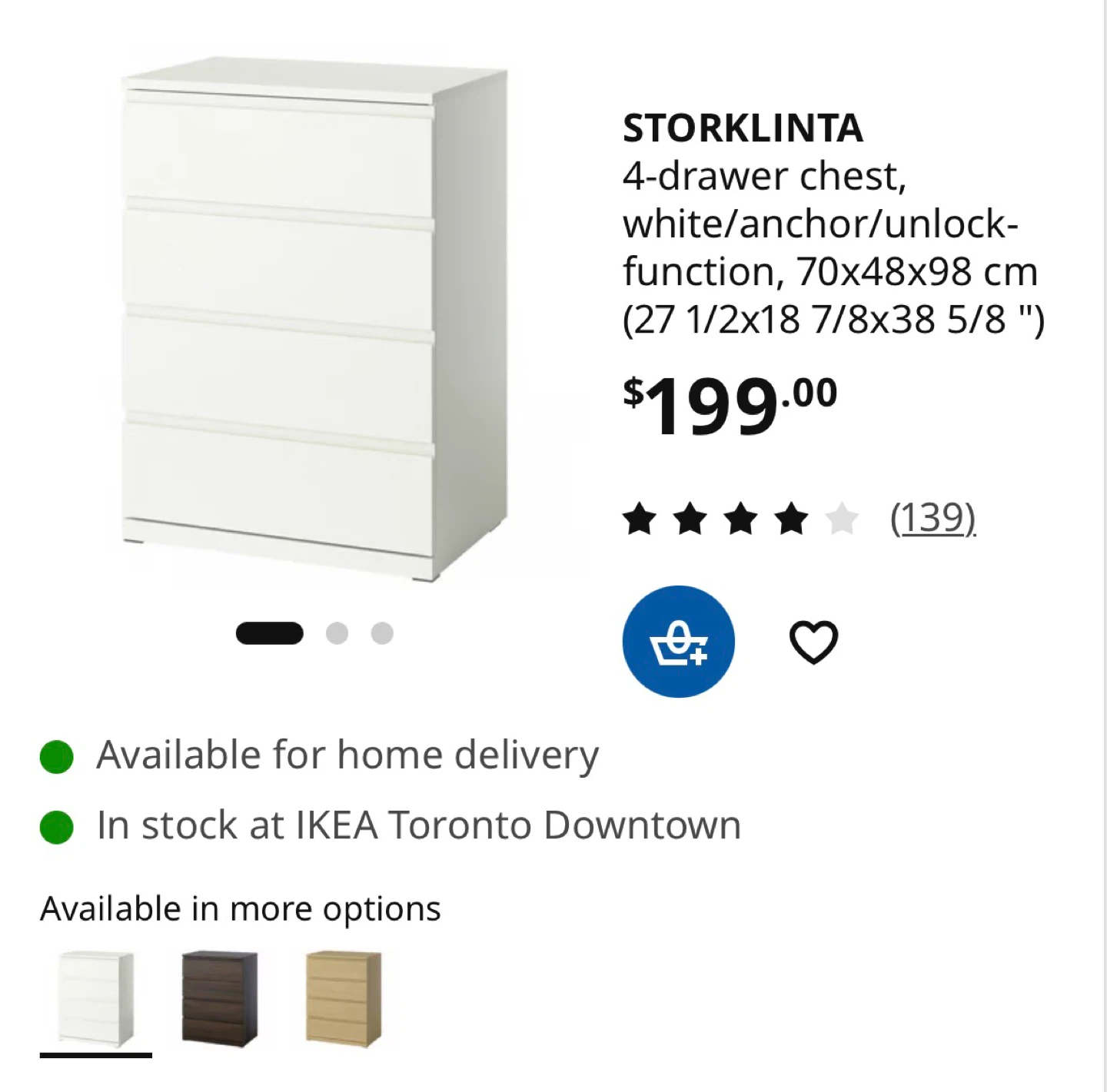IKEA STORKLINTA 4-drawer chest