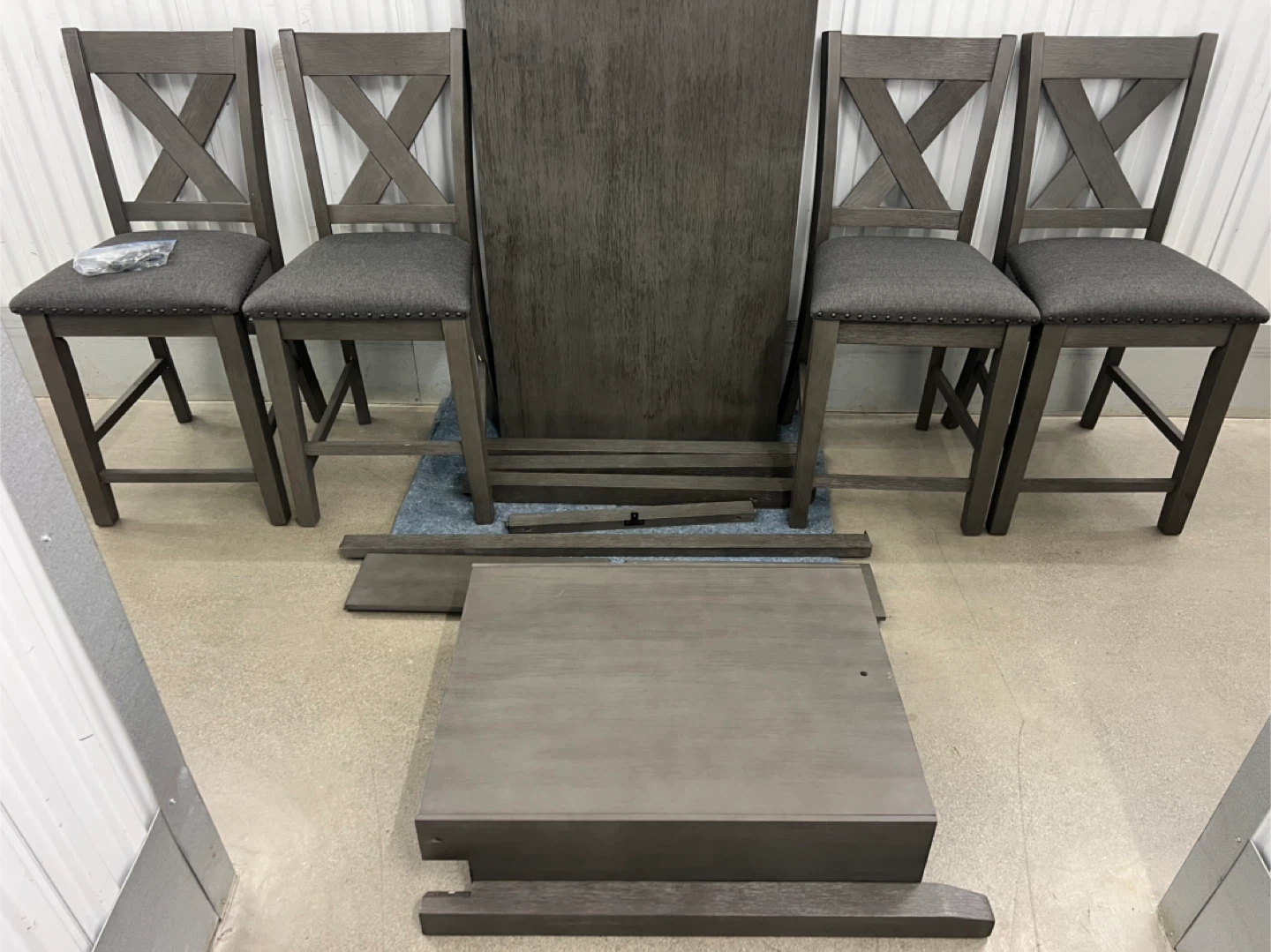 Gray Counter Height Dining Set with 4 Chairs