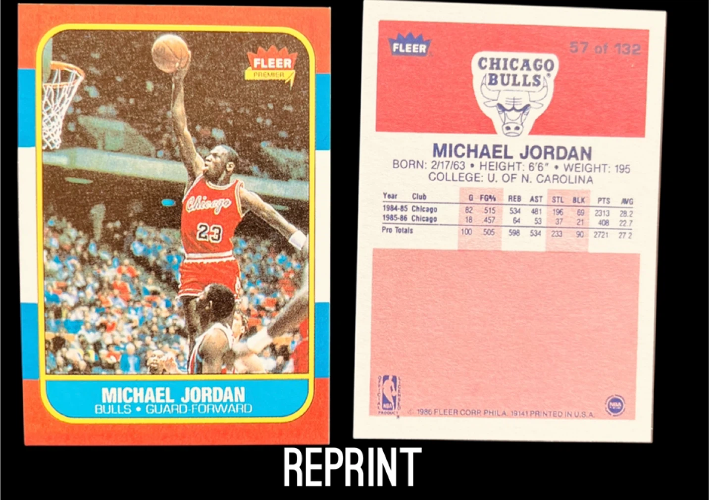 1986 Michael Jordan rookie card REPRINT