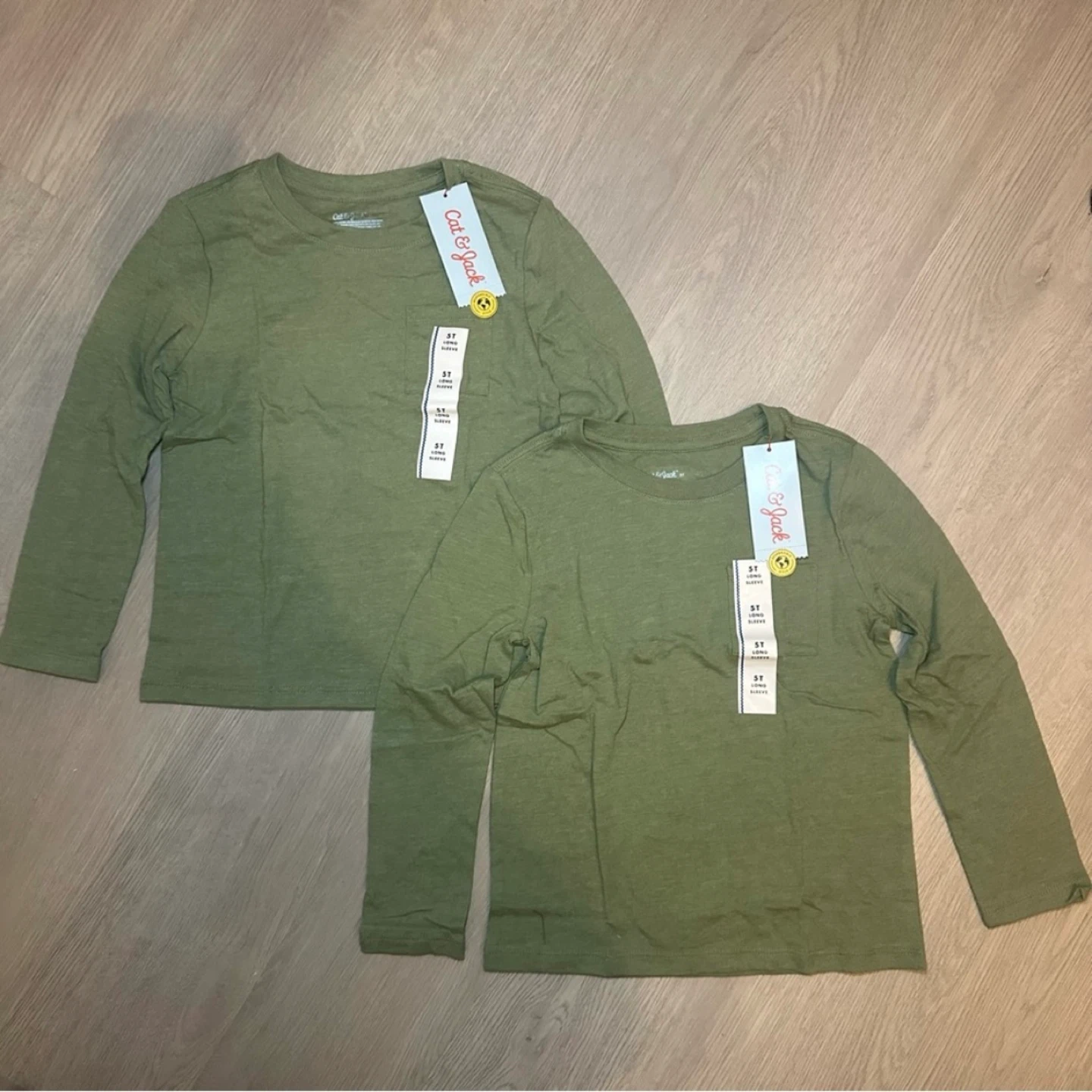 [2pcs] NWT CAT&JACK 5T Long Sleeve Cotton Shirt Olive Green