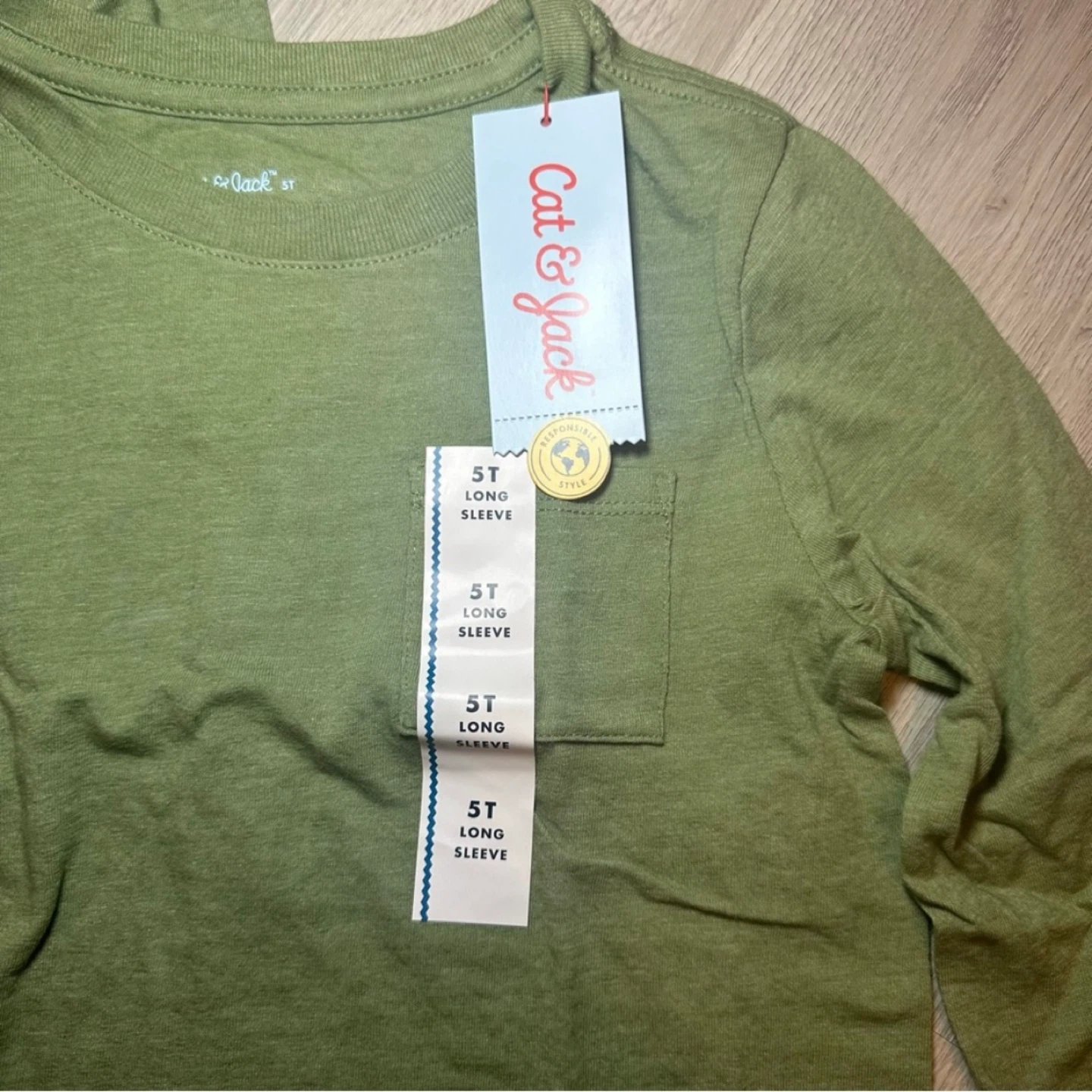 [2pcs] NWT CAT&JACK 5T Long Sleeve Cotton Shirt Olive Green - photo 2