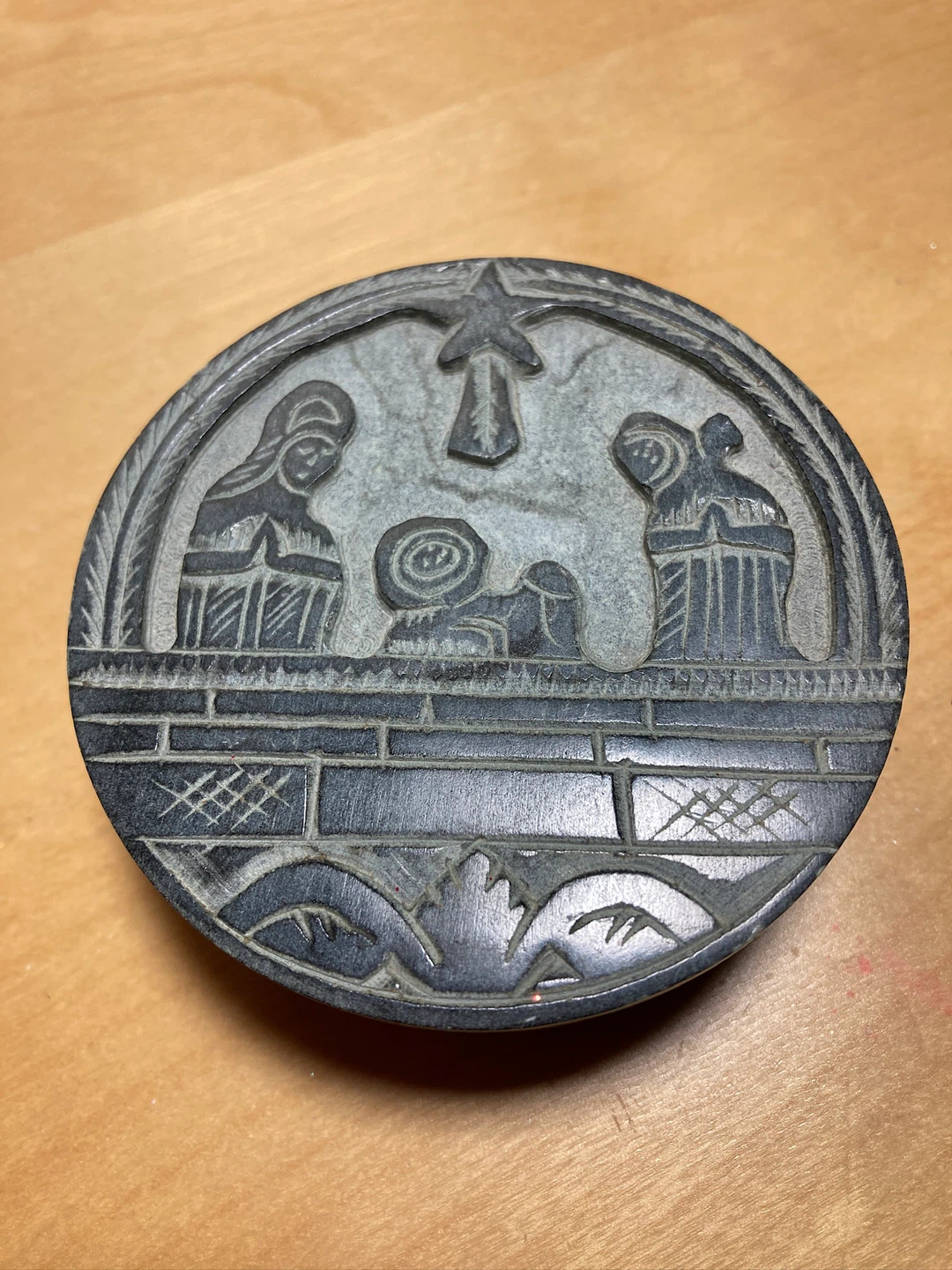 Carved Nativity Scene Trinket Box