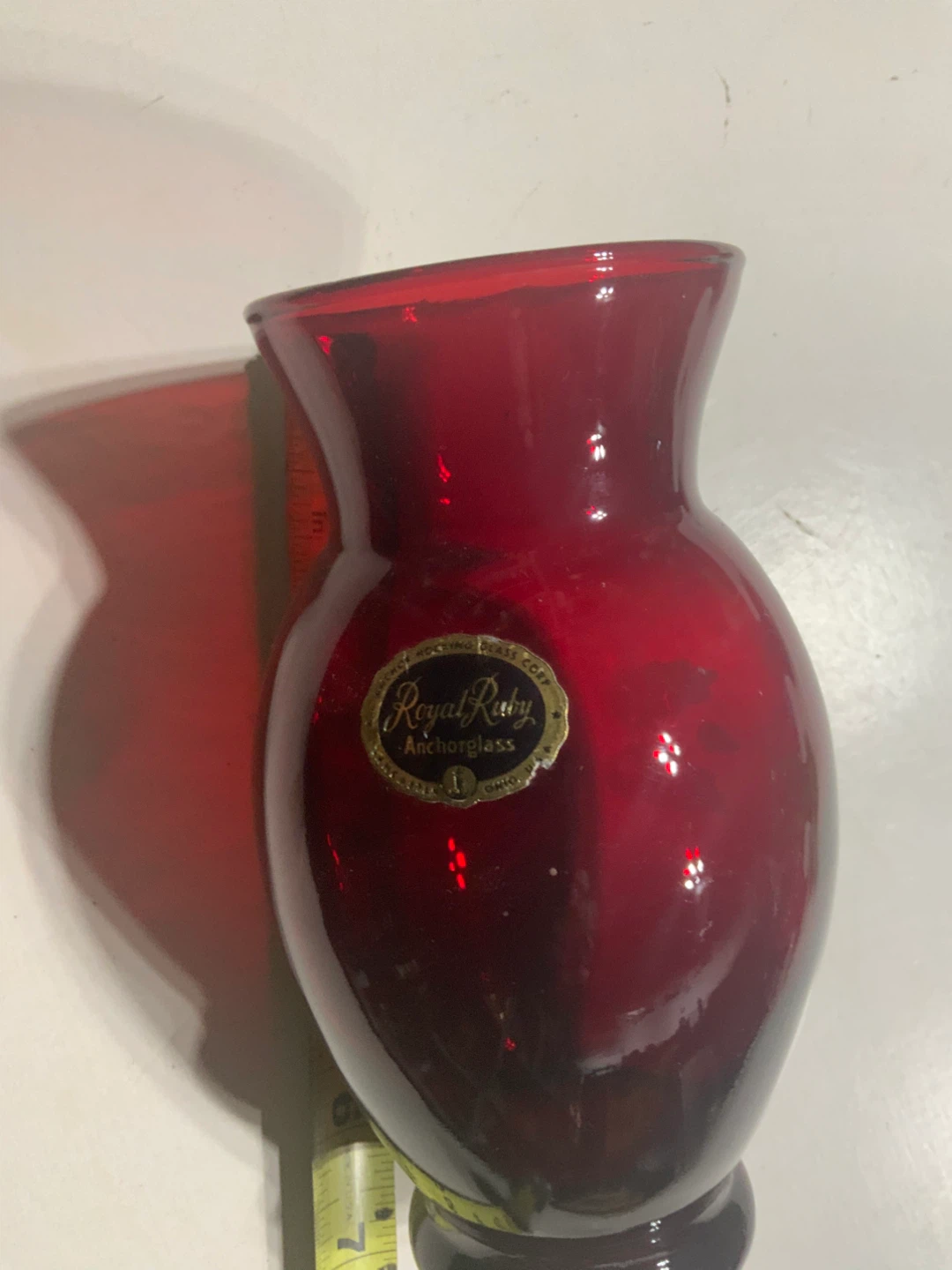 Royal Ruby Anchor Glass Vase - Red