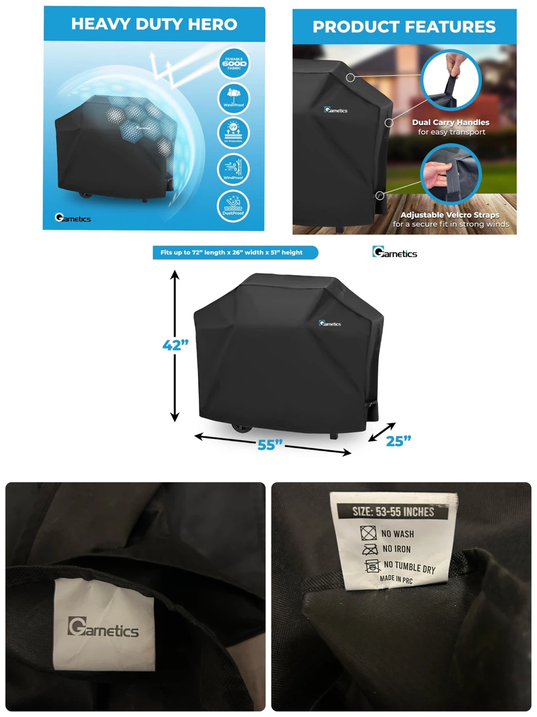 Garnetics Heavy Duty BBQ Grill Cover
