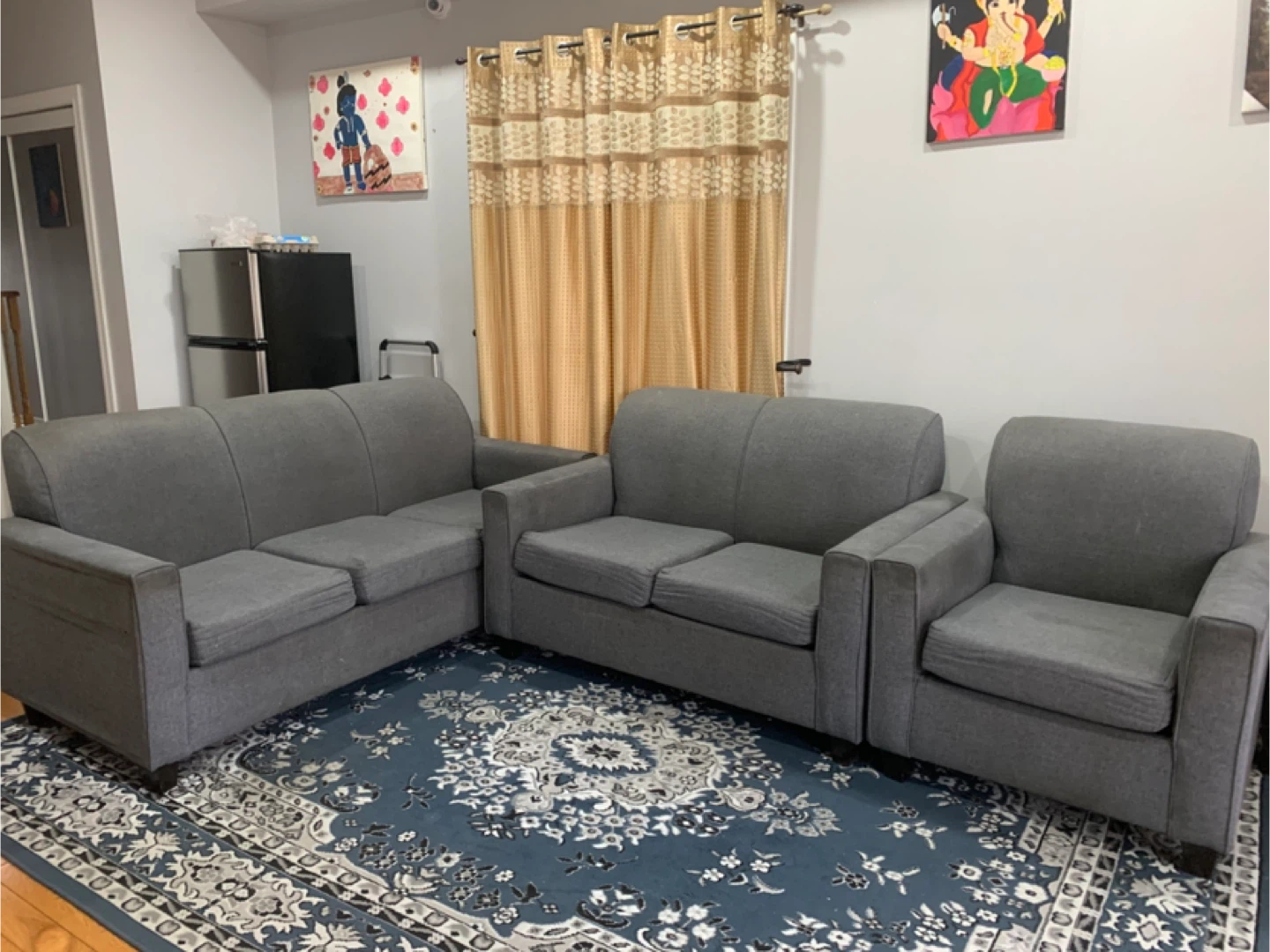 Grey Fabric Sofa Set