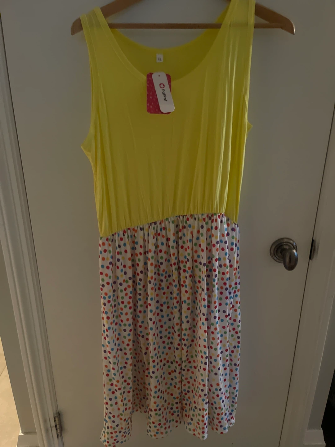PatPat Yellow Polka Dot Maxi Dress Size XL
