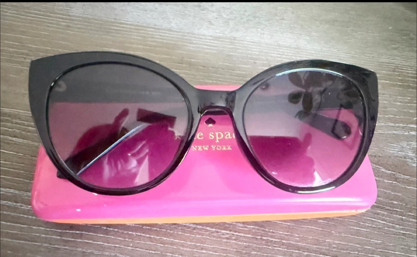 Kate Spade New York Black Cat-Eye Sunglasses with Case