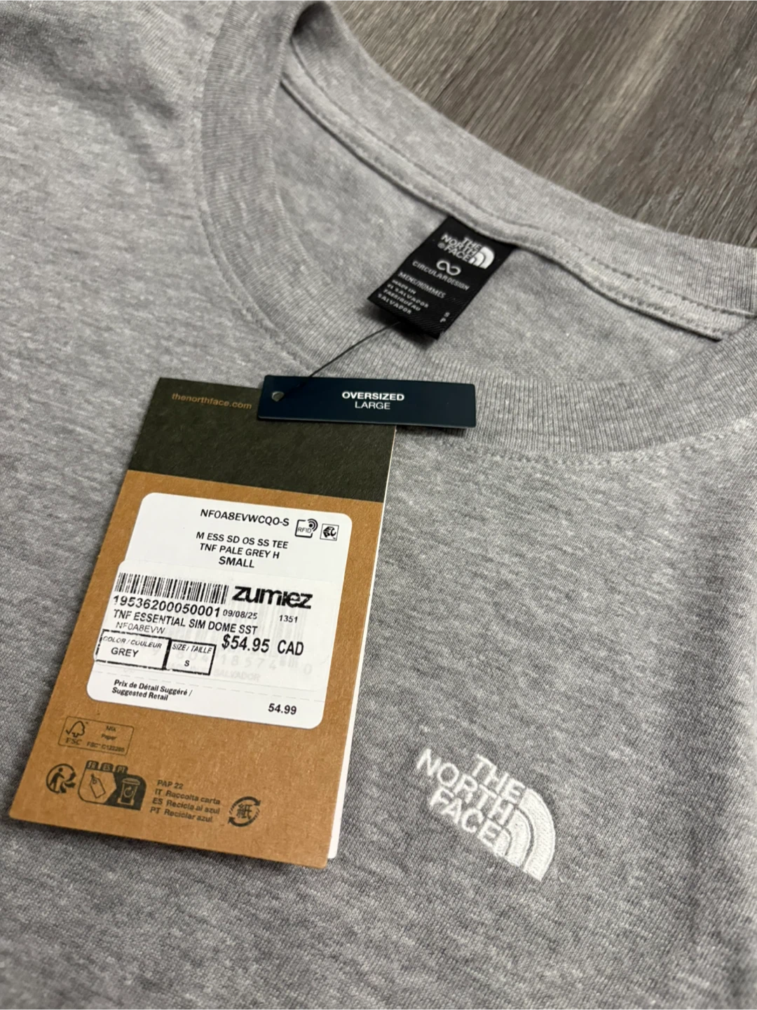 The North Face Essential Simplicity T-Shirt - Grey - Size Large - photo 3