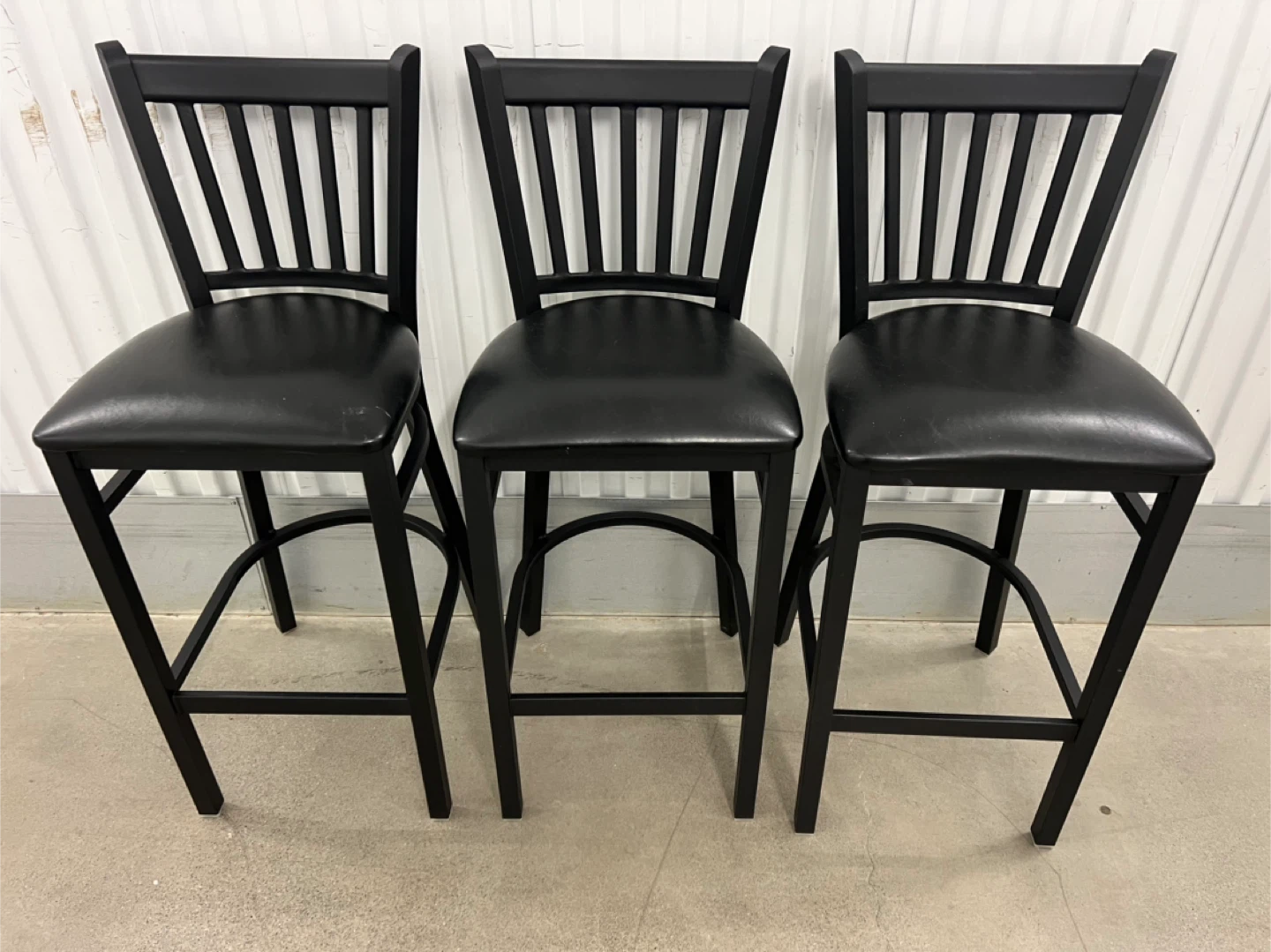 Set of 3 Black Bernick Metal Bar Stools