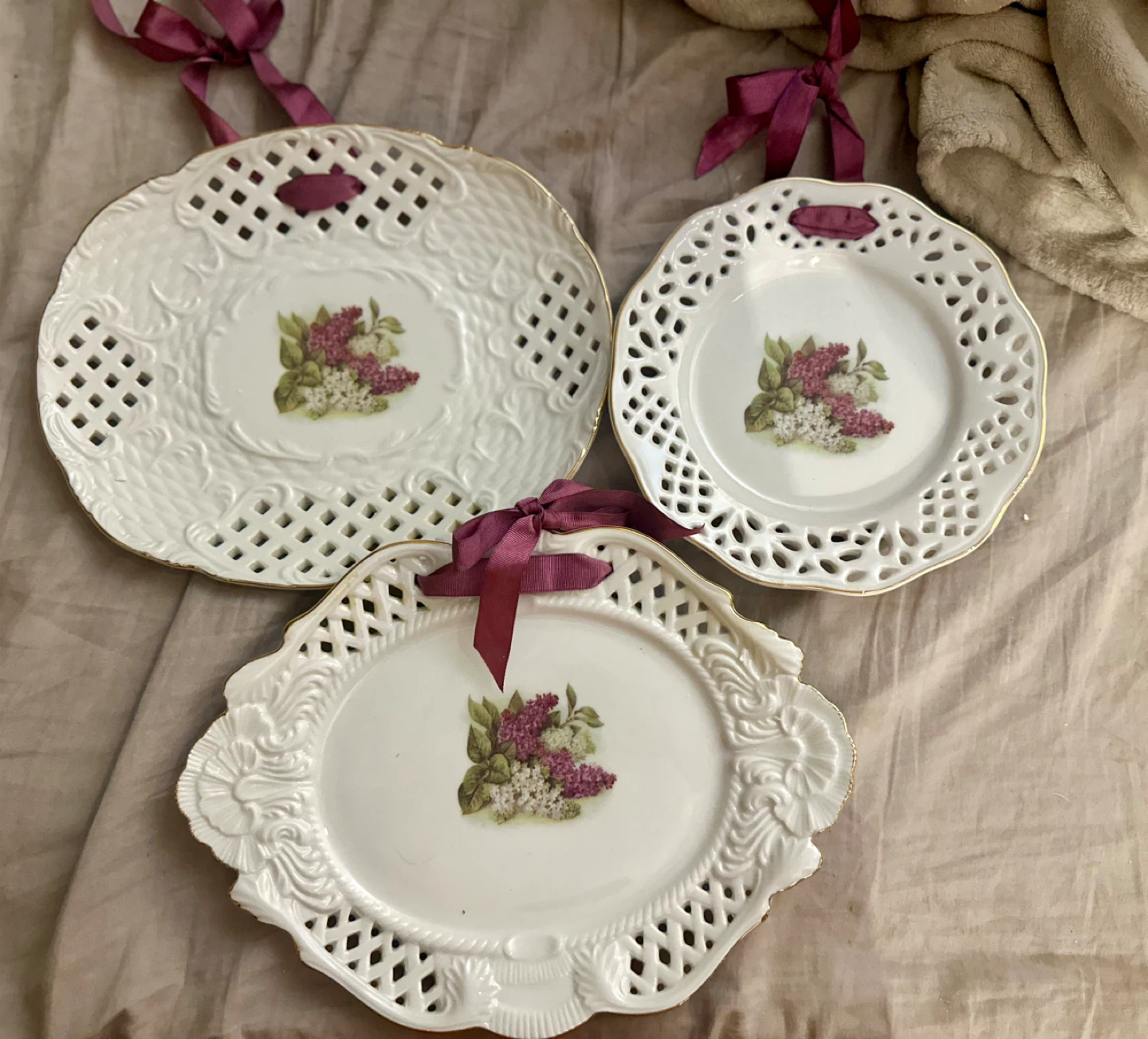 Decorative Plates with Lilacs - Set of 3