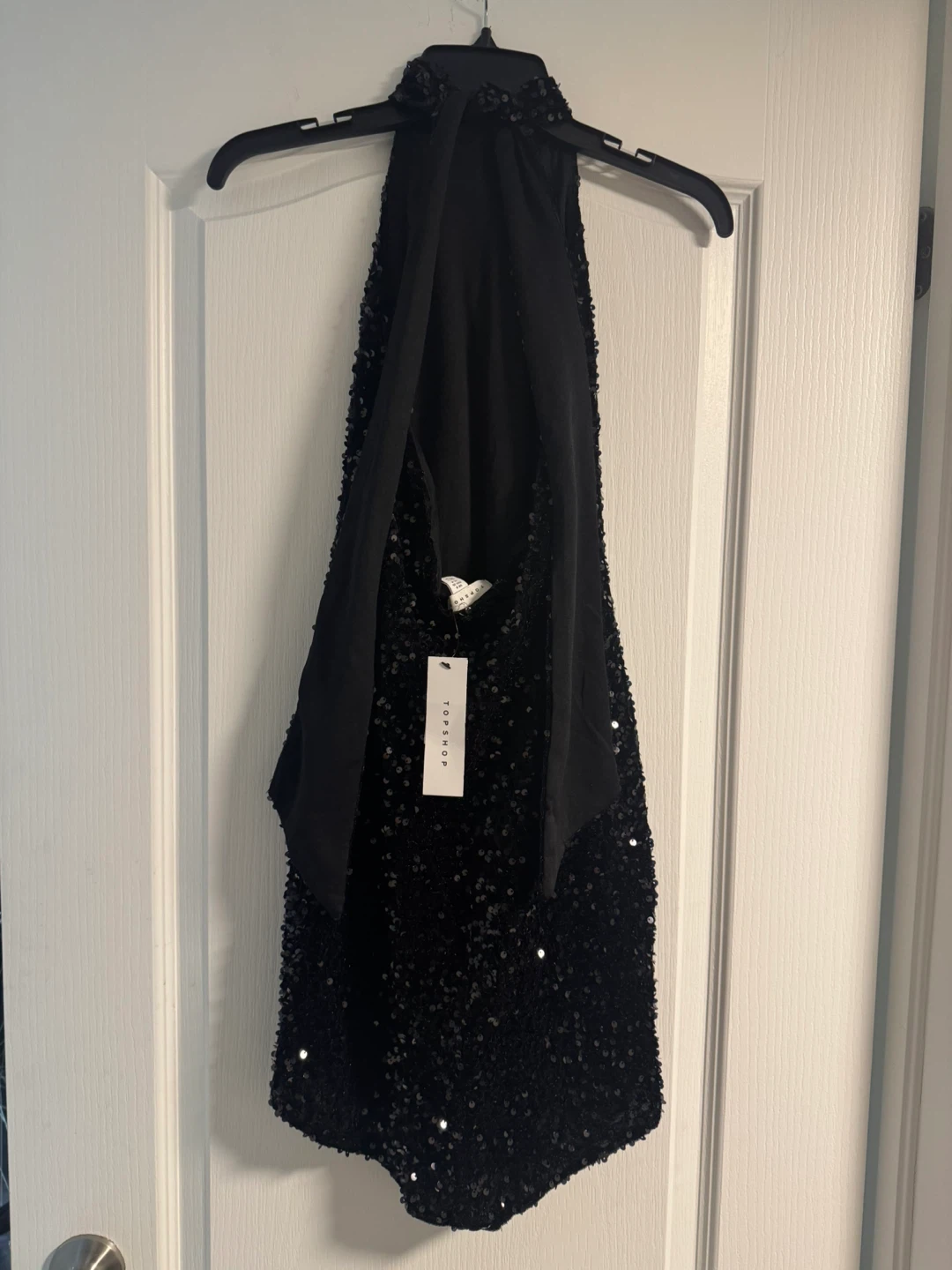 Topshop Black Sequin velvet Halter Dress - photo 2