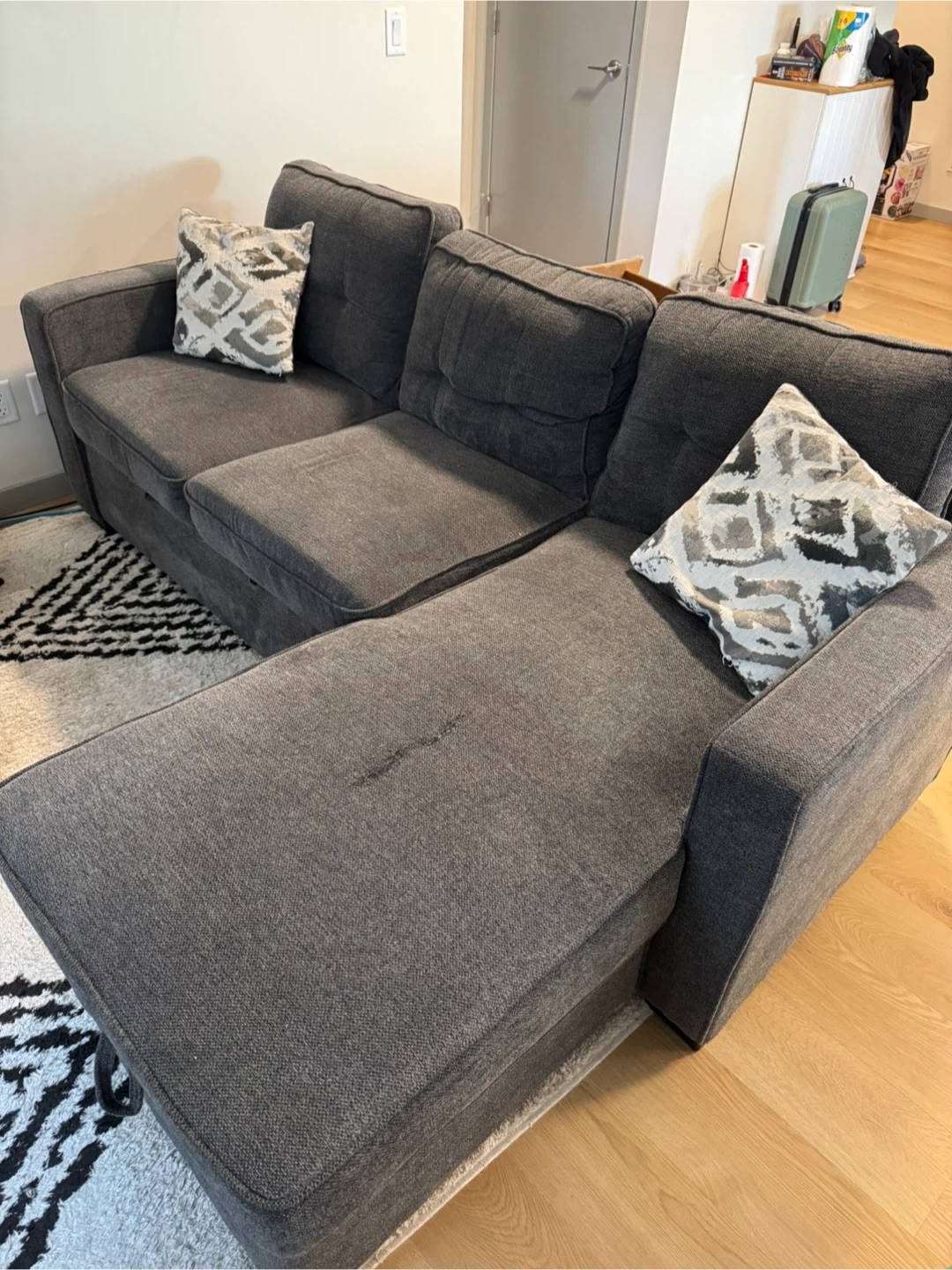 Grey Sectional Sofa Bed with Storage