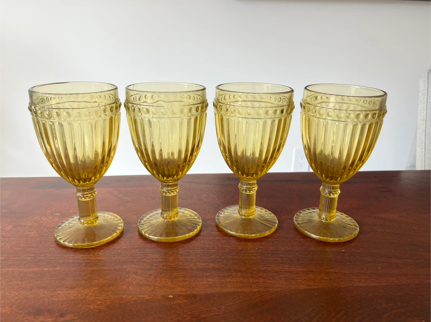 Set of 4 Amber Glass Goblets