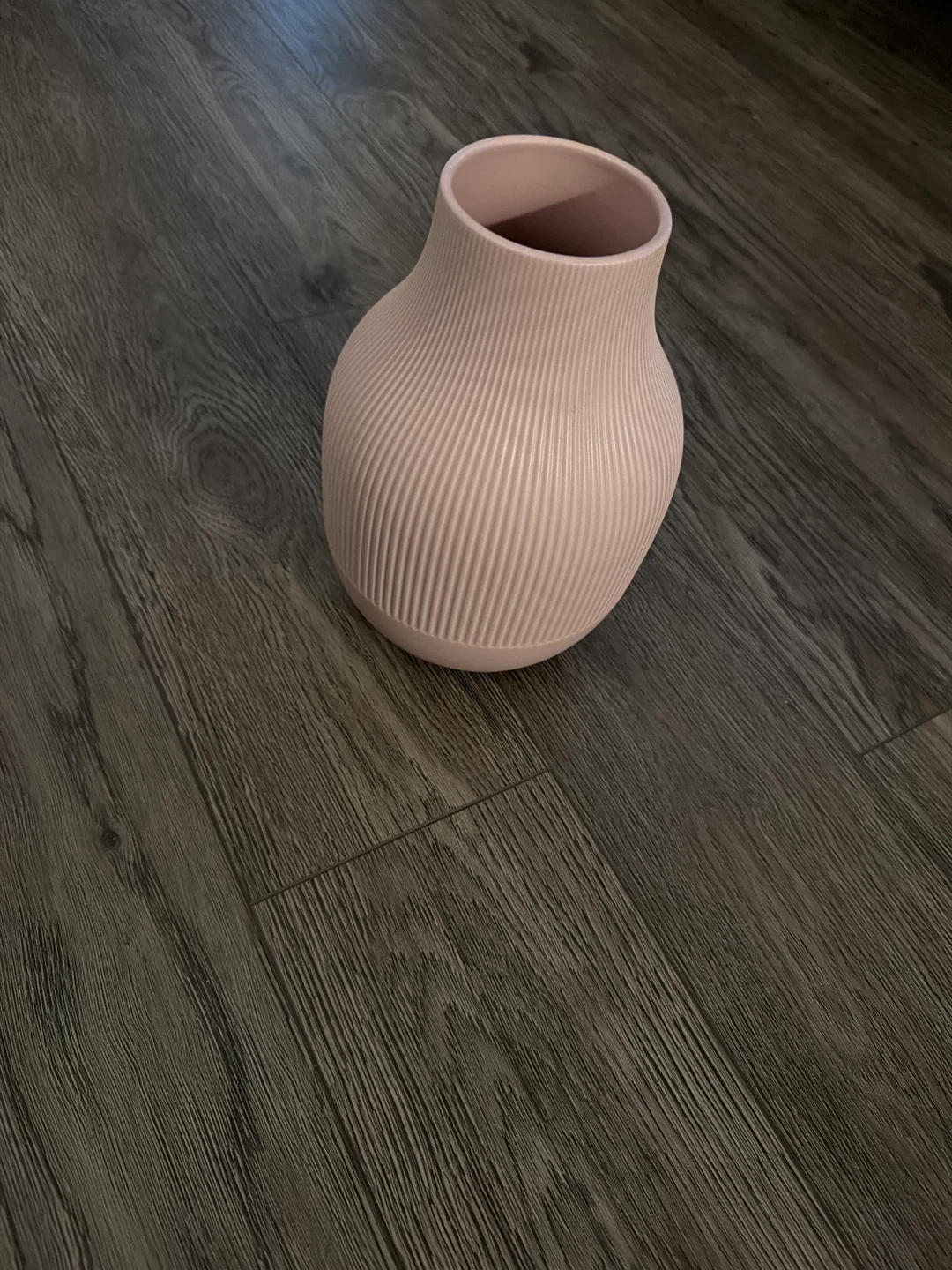 Pink Ribbed Ceramic Vase