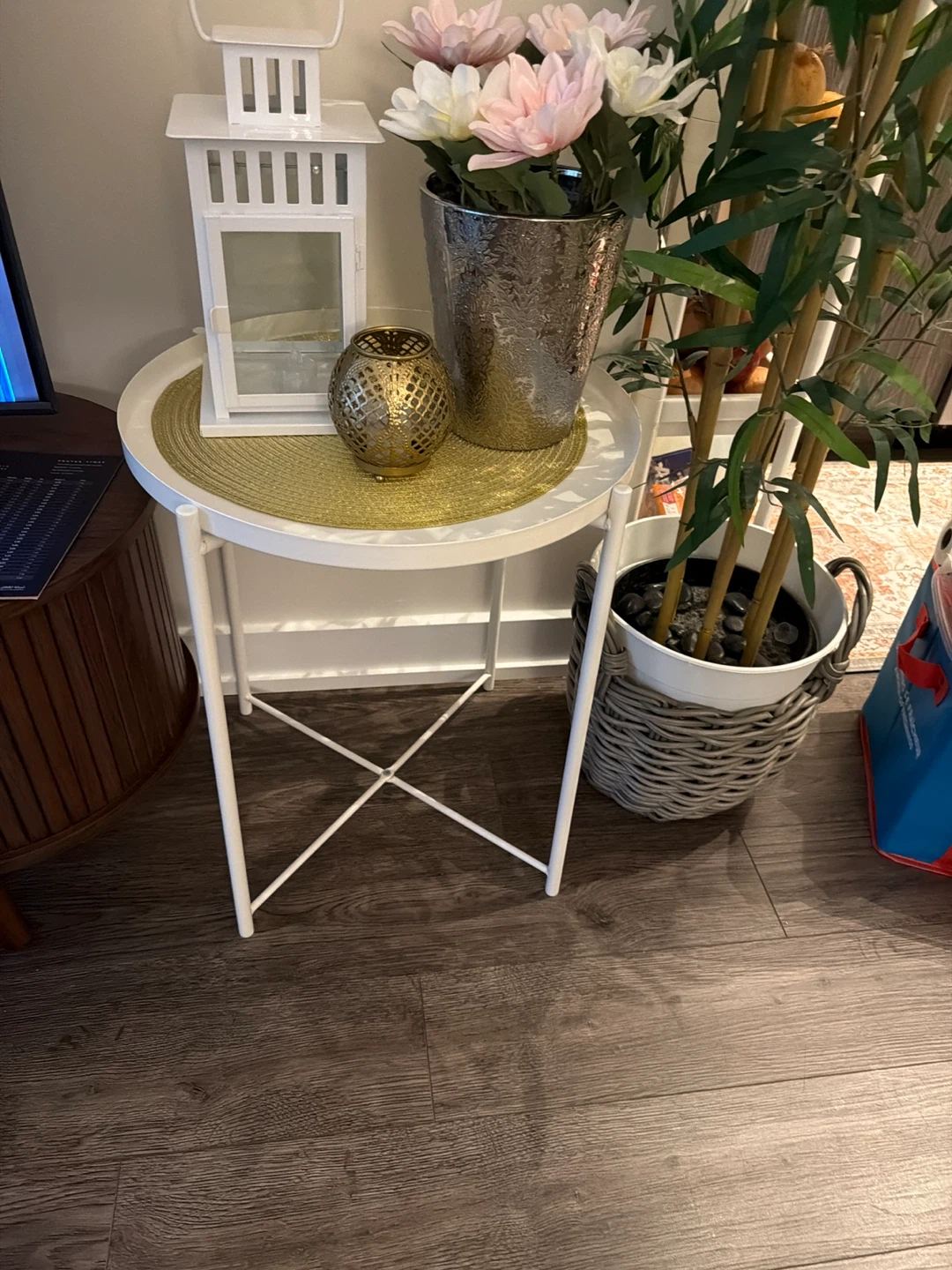 White Metal Side Table