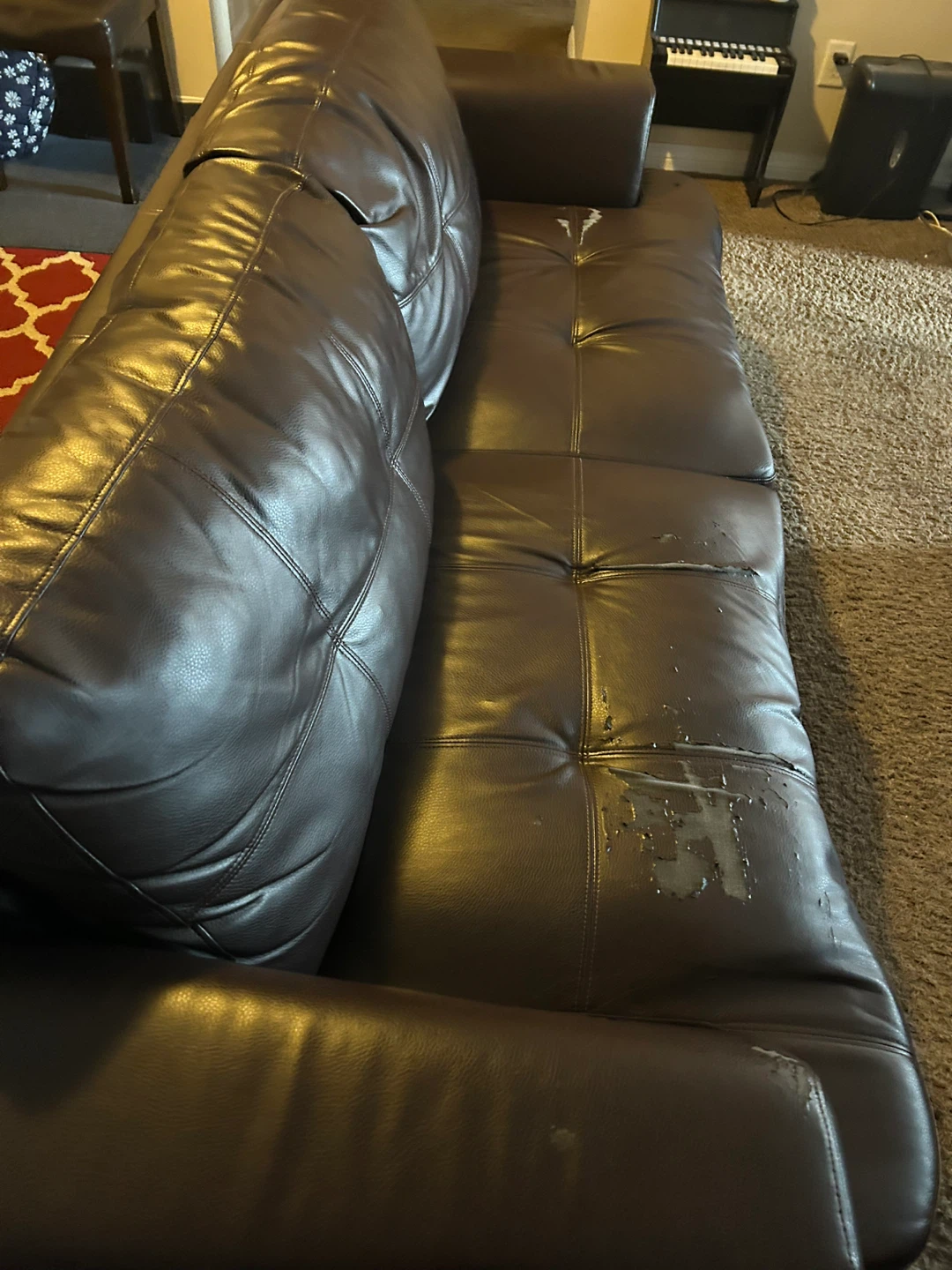 Brown Faux Leather Sofa