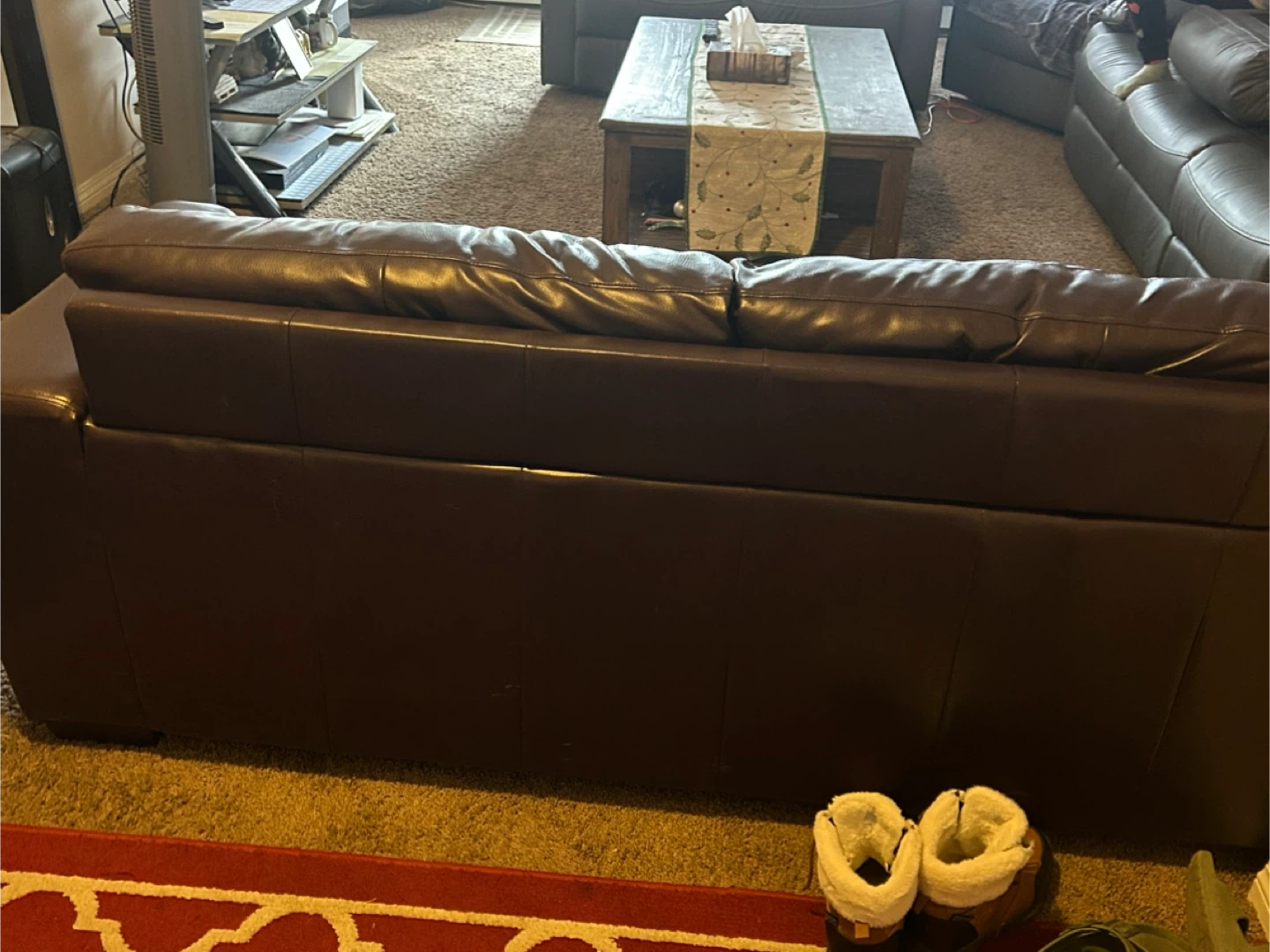 Brown Faux Leather Sofa - photo 4