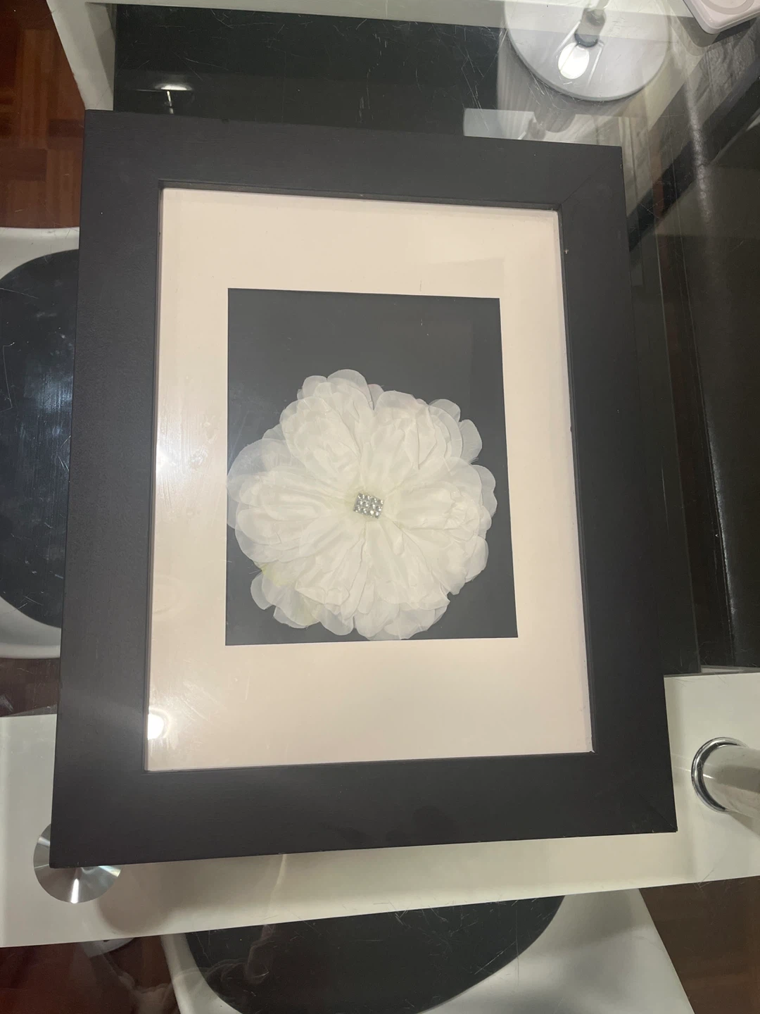 Framed White Flower Wall Art - photo 2