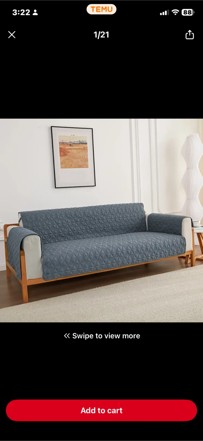 Grey Quilted Sofa/Chair Protector Cover - photo 4