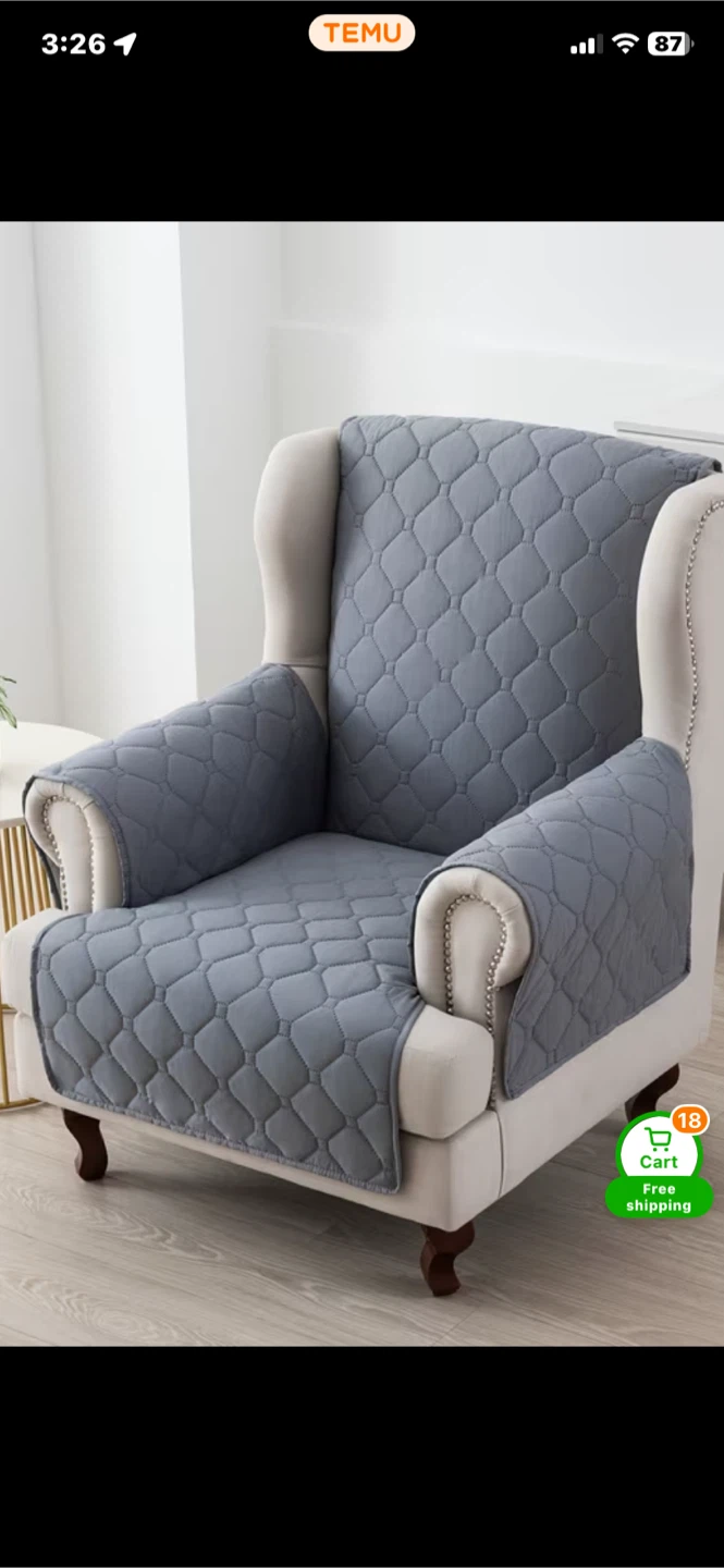 Grey Quilted Sofa/Chair Protector Cover - photo 3