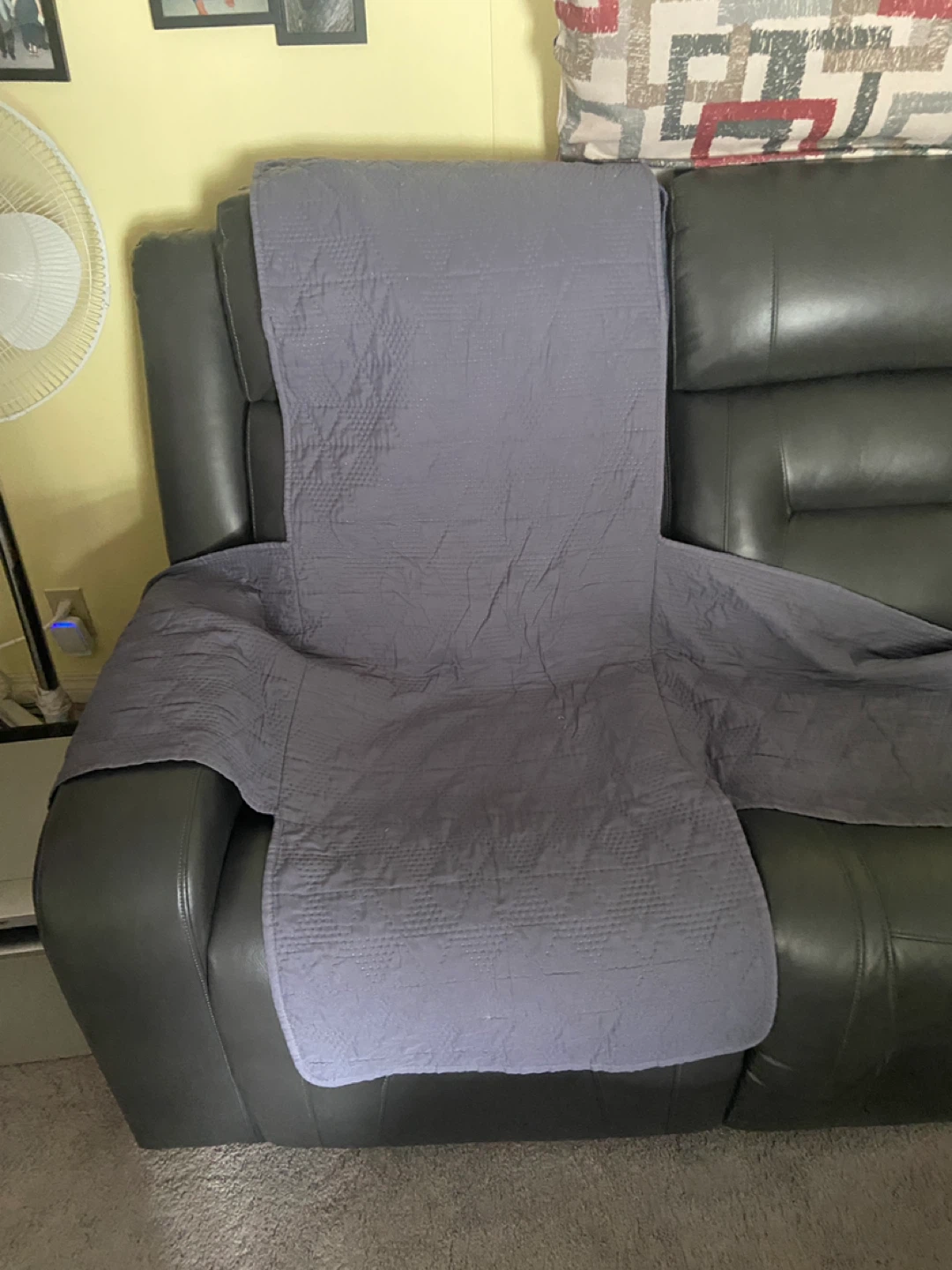 Grey Quilted Sofa/Chair Protector Cover - photo 2