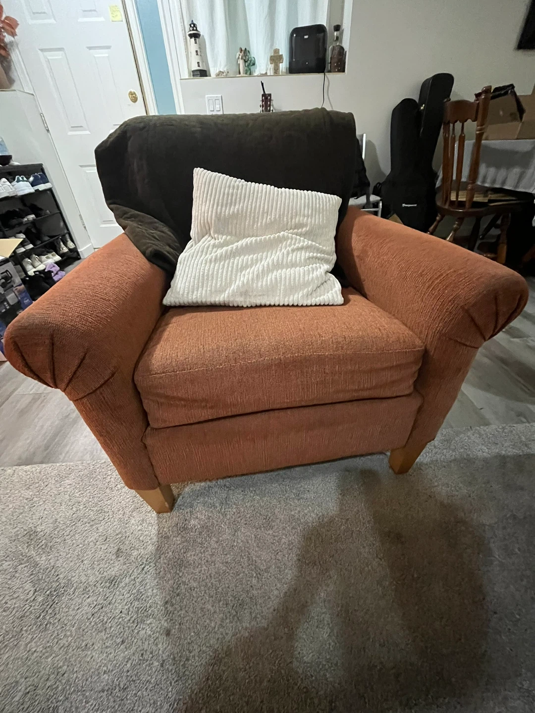 Orange Upholstered Accent Chair