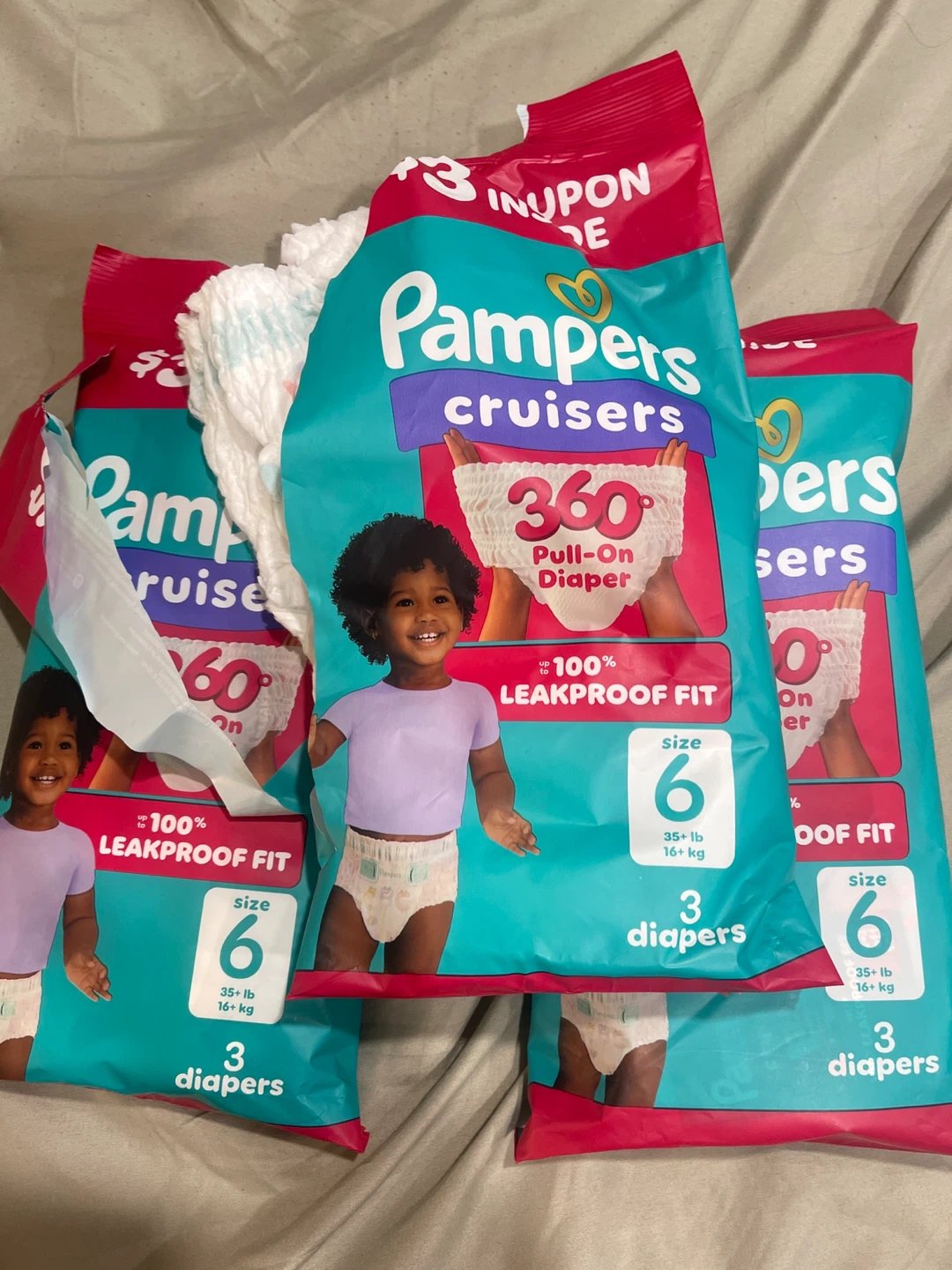 8 Pampers Cruisers Size 6 Pull-On Diapers (3 Count per Pack)