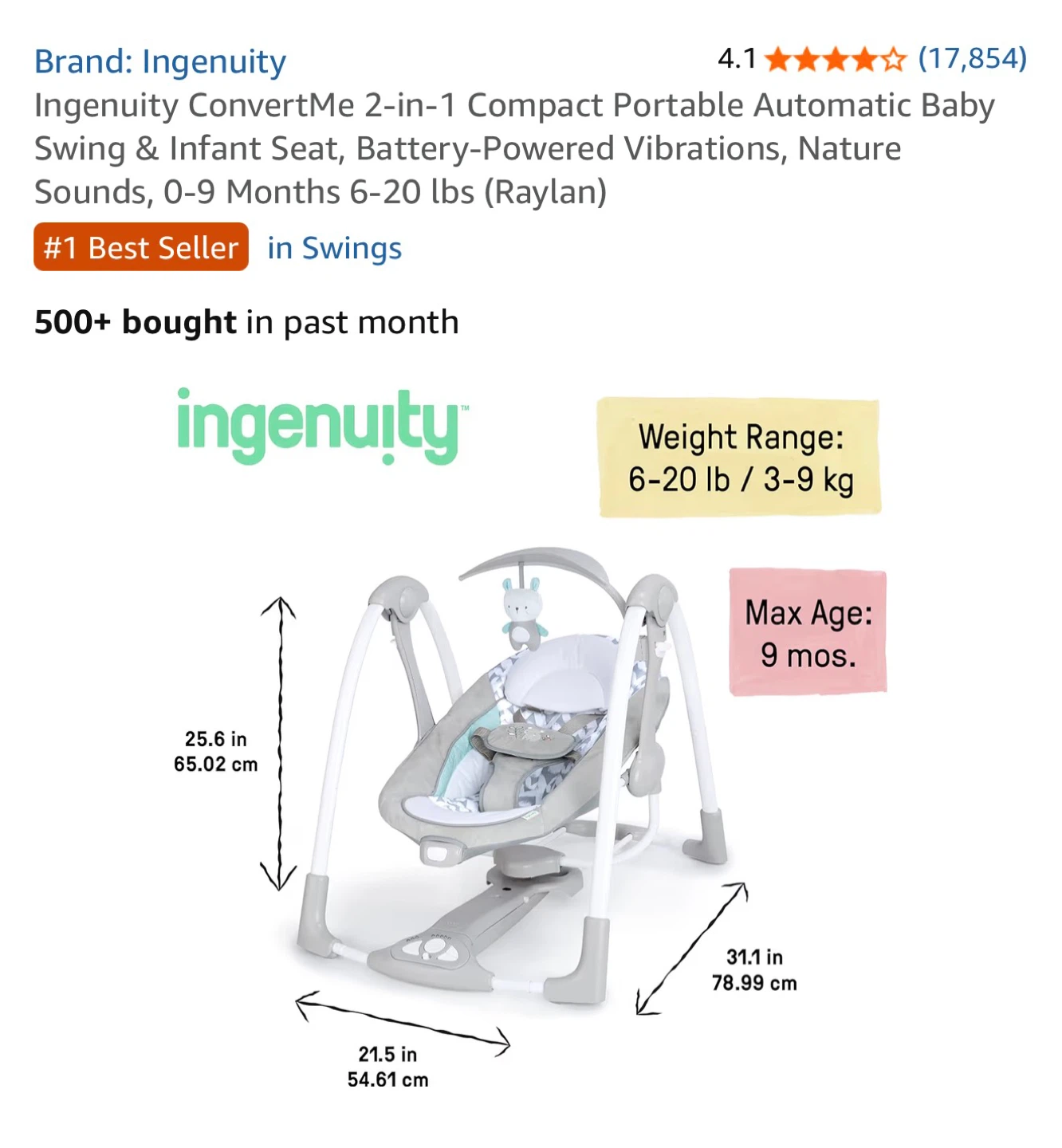 Ingenuity ConvertMe 2-in-1 Baby Swing & Infant Seat - photo 5