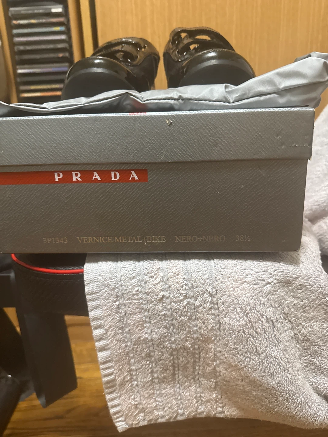 Prada Black Patent Leather Velcro Sneakers - Size 38.5 - photo 2