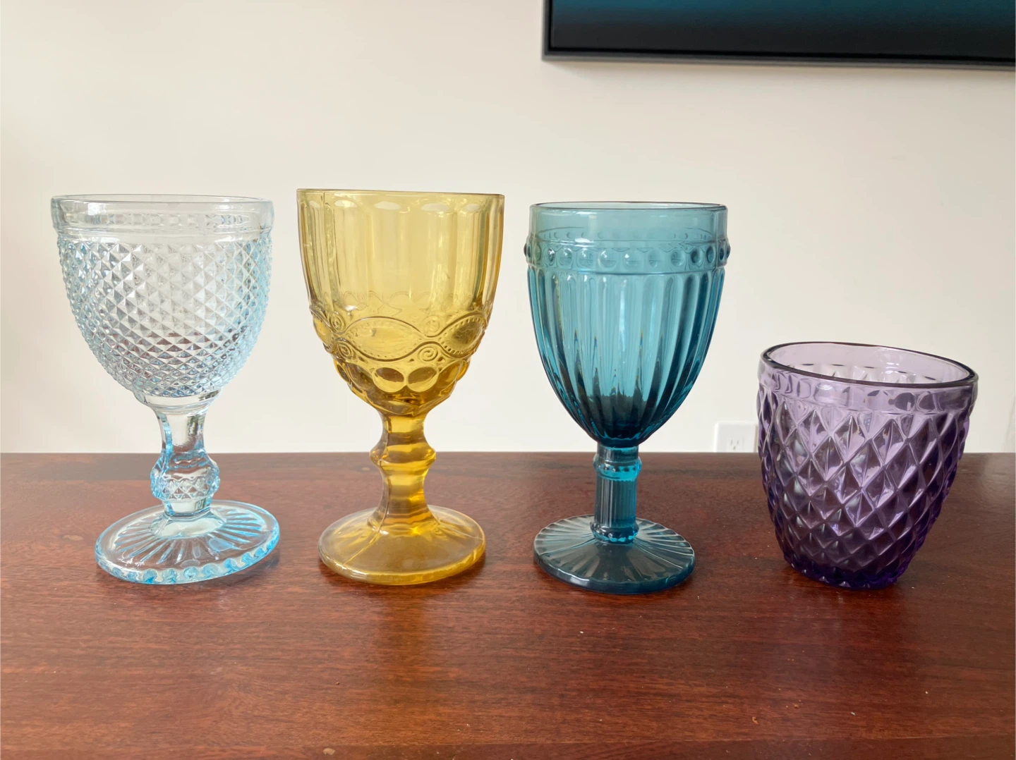 Set of 4 Coloured Glass Goblets and Tumbler - photo 2