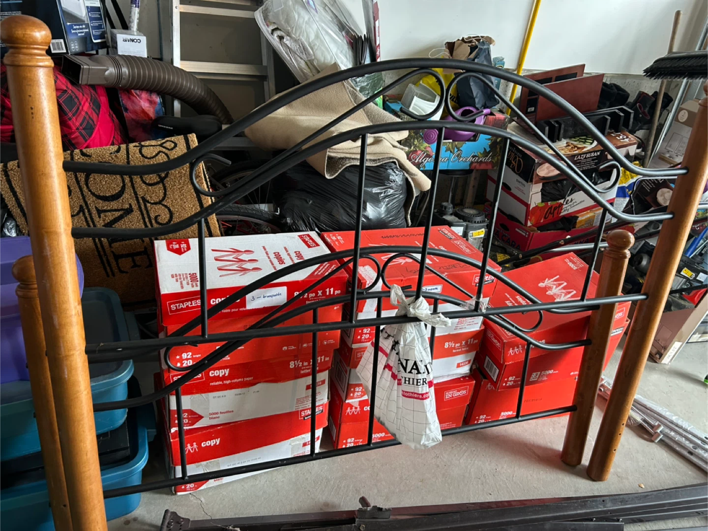 Metal Bed Frame with Wooden Posts