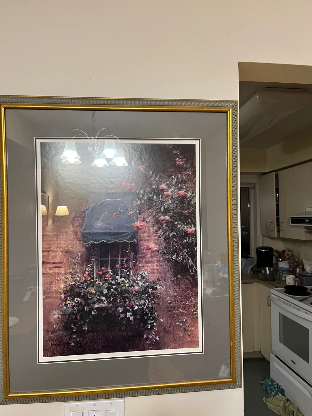 Framed Painting of Flowers and Window - photo 3