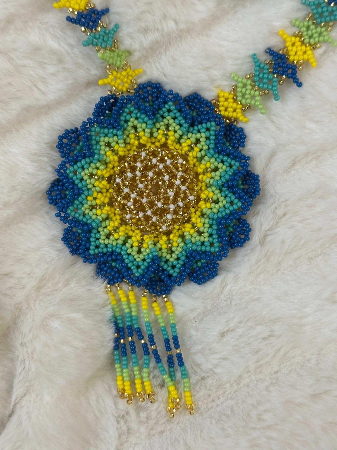 Summer Handmade Beaded Necklace with Flower Pendant - photo 2