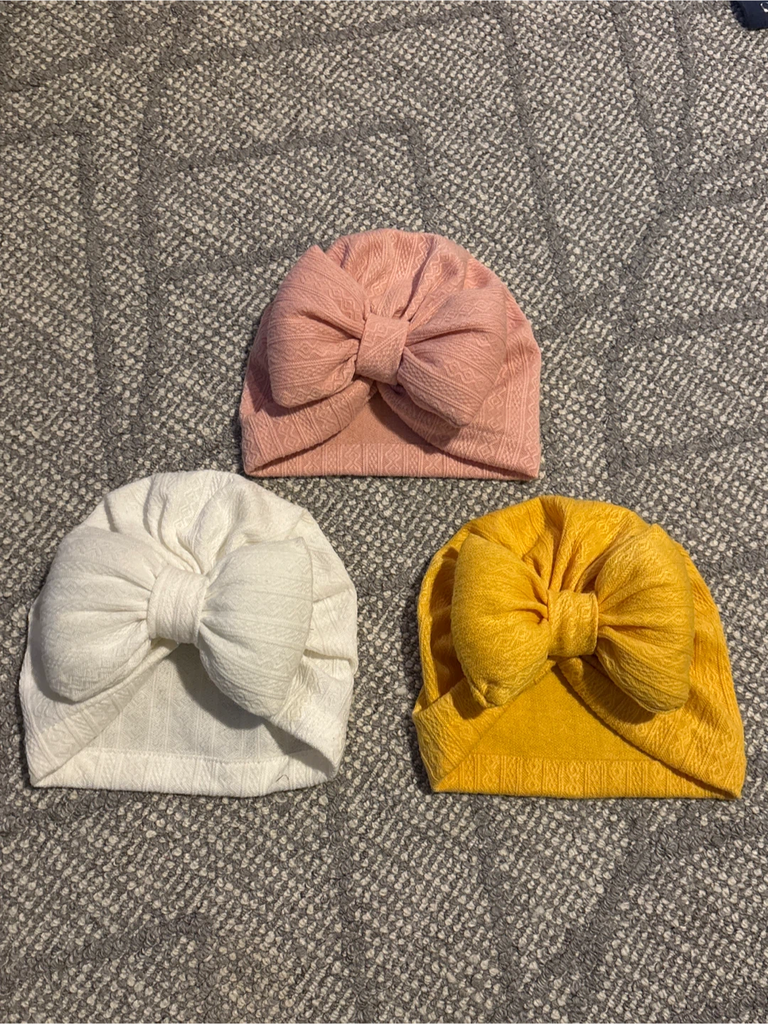 Baby Hats with Bows (Set of 3)
