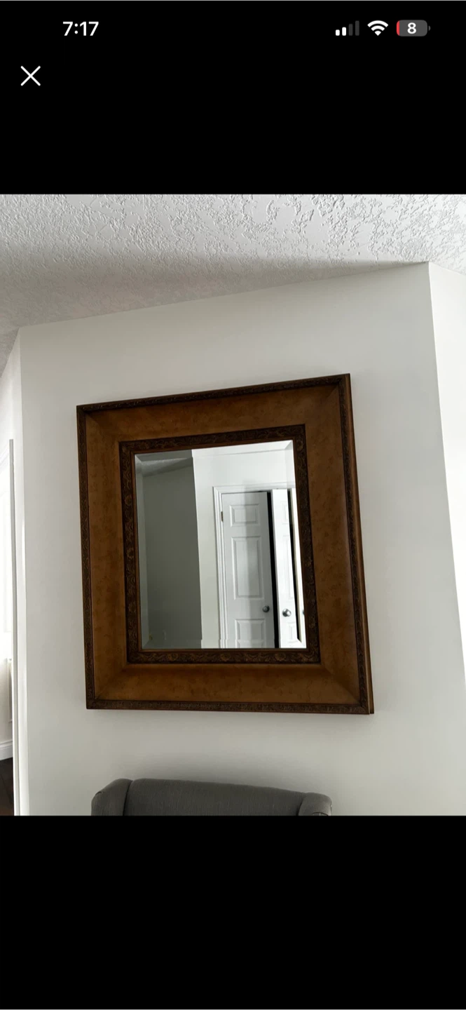 Framed Wall Mirror - Brown Wood Look