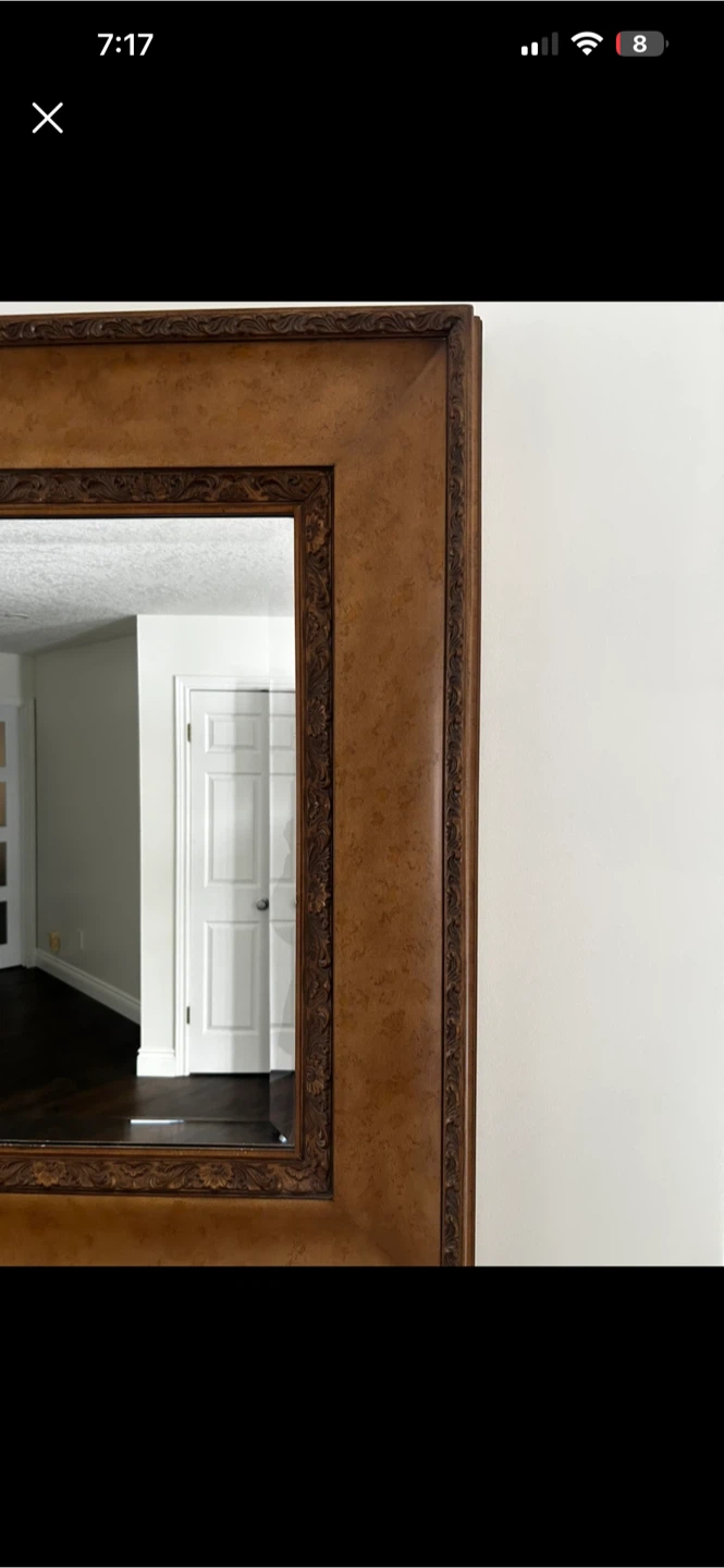 Framed Wall Mirror - Brown Wood Look - photo 2