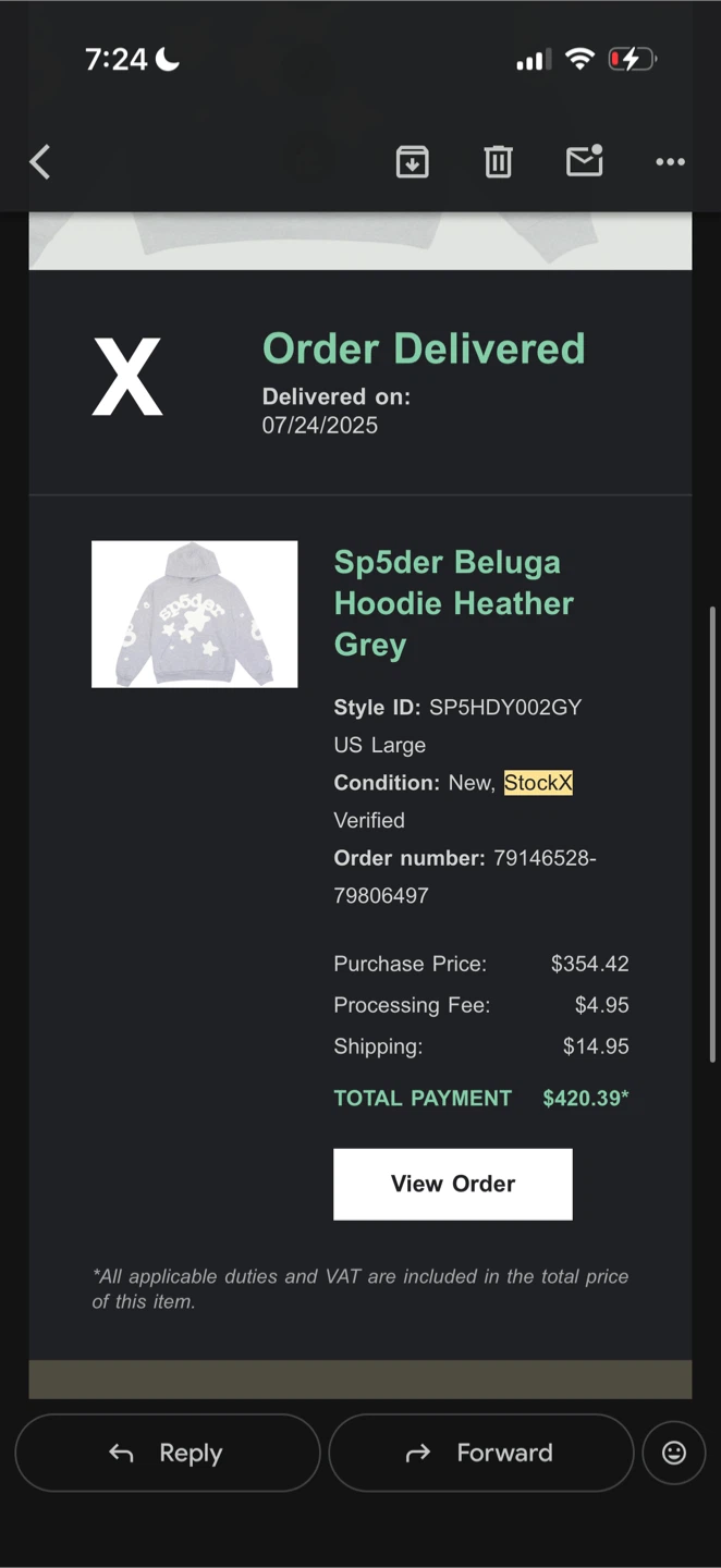 Authentic Sp5der Beluga Hoodie Heather Grey - photo 5