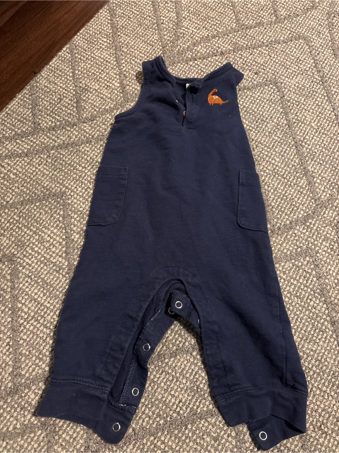 Navy Dinosaur Baby Romper 6-9M