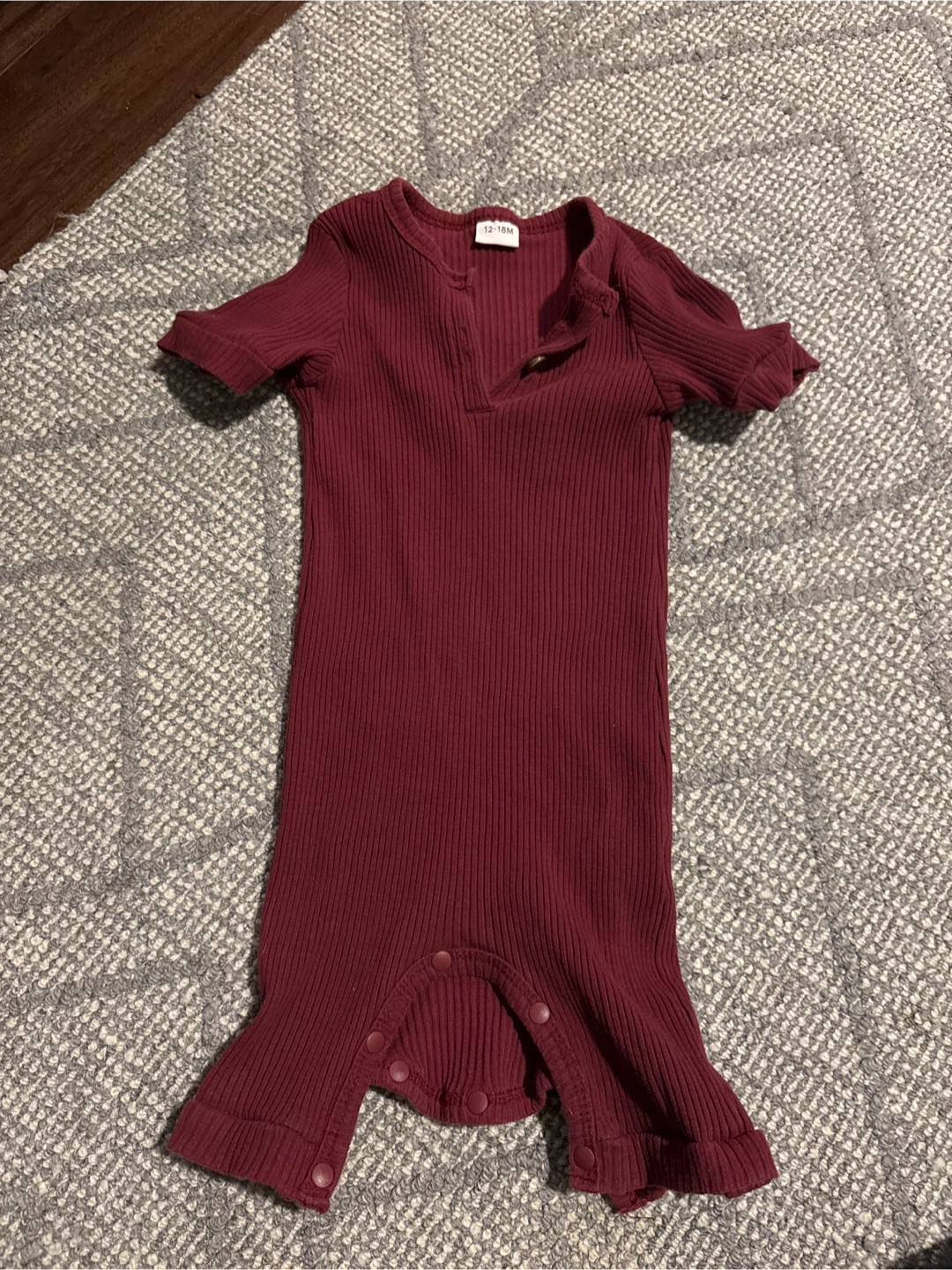 Baby Ribbed Bodysuit - Burgundy - 12-18 Months