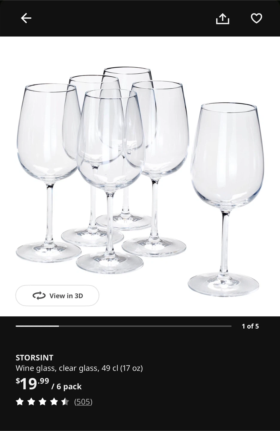 Storsint Wine Glasses - 6 Pack