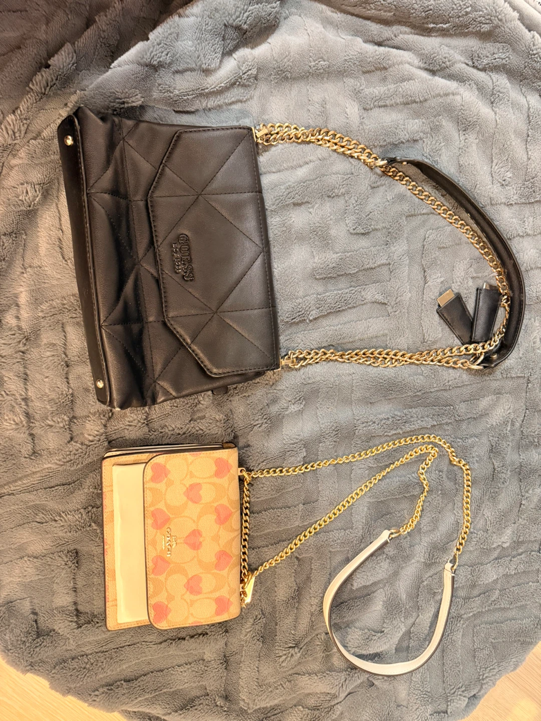 Guess and Coach Purses with Gold Chain Straps