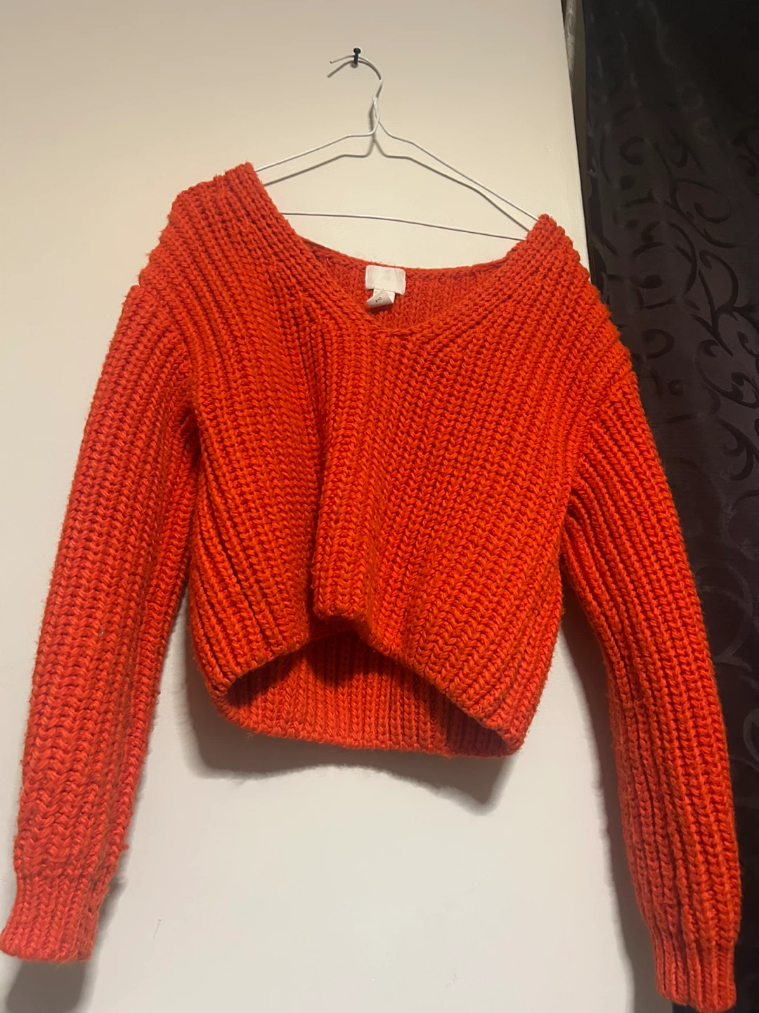 H&M Orange Cropped Chunky Knit Sweater